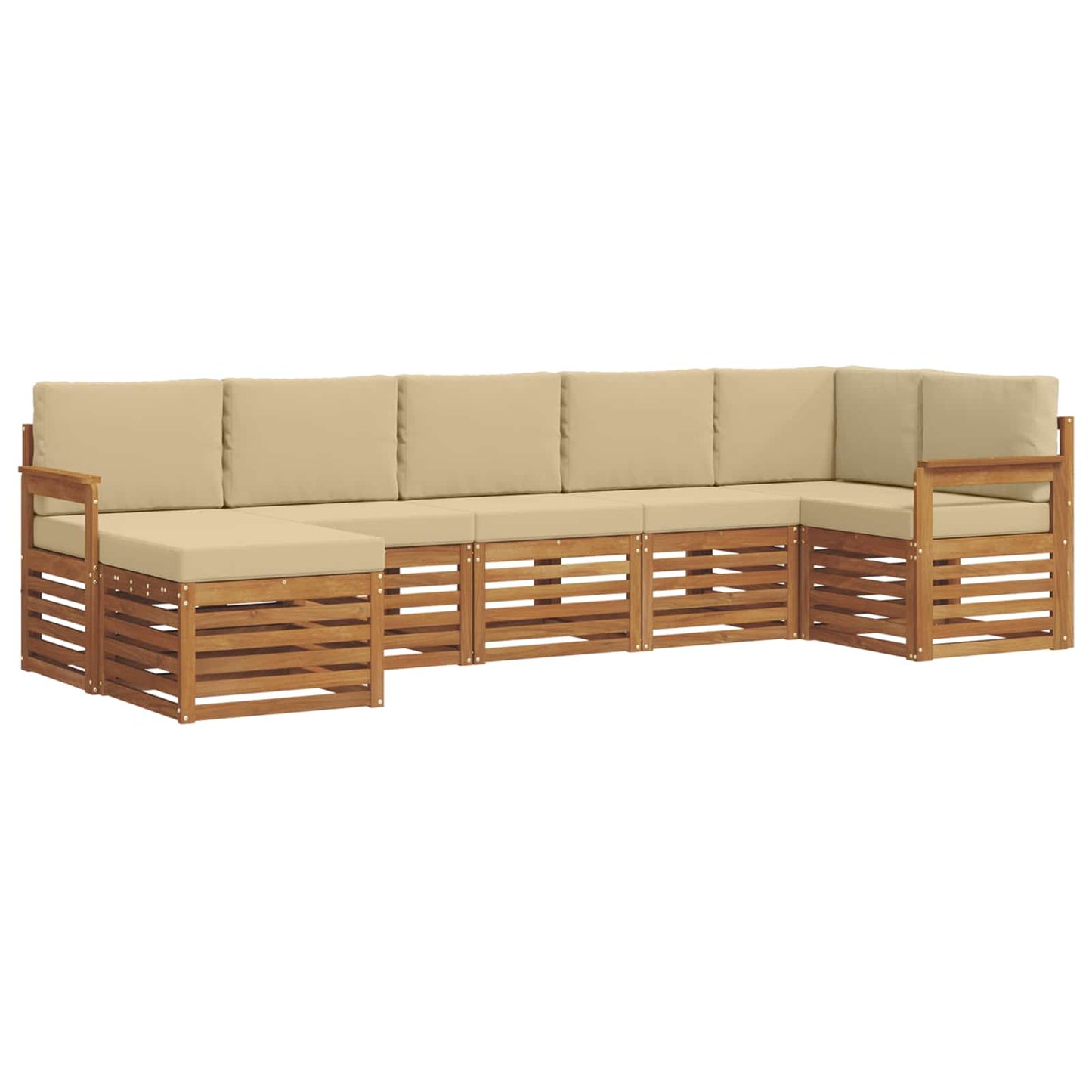 vidaXL Σαλονάκι Γωνιακού Καναπέ με μαξιλάρι 7 pcs Φυσικό και Μπεζ