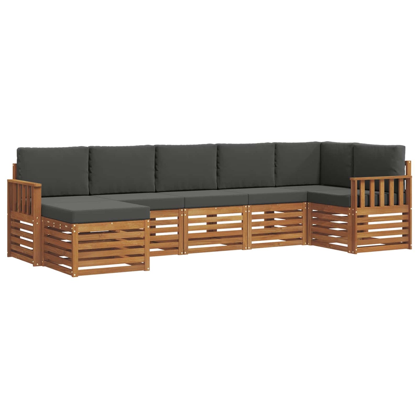 vidaXL Σαλονάκι Γωνιακού Καναπέ με μαξιλάρι 7 pcs Φυσικό και Ανθρακί