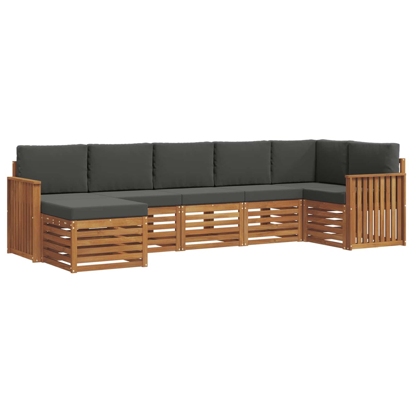 vidaXL Σαλονάκι Γωνιακού Καναπέ με μαξιλάρι 7 pcs Φυσικό και Ανθρακί