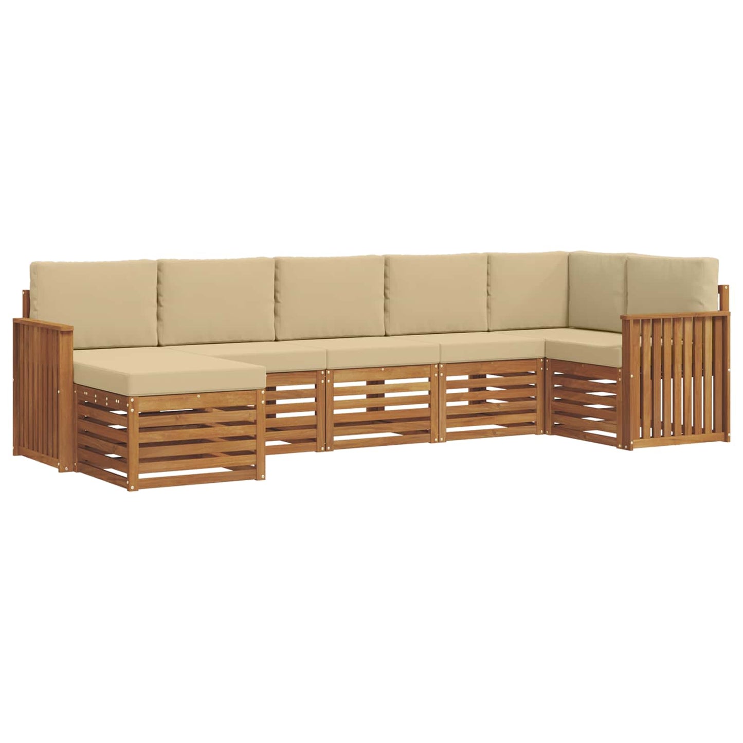 vidaXL Σαλονάκι Γωνιακού Καναπέ με μαξιλάρι 7 pcs Φυσικό και Μπεζ