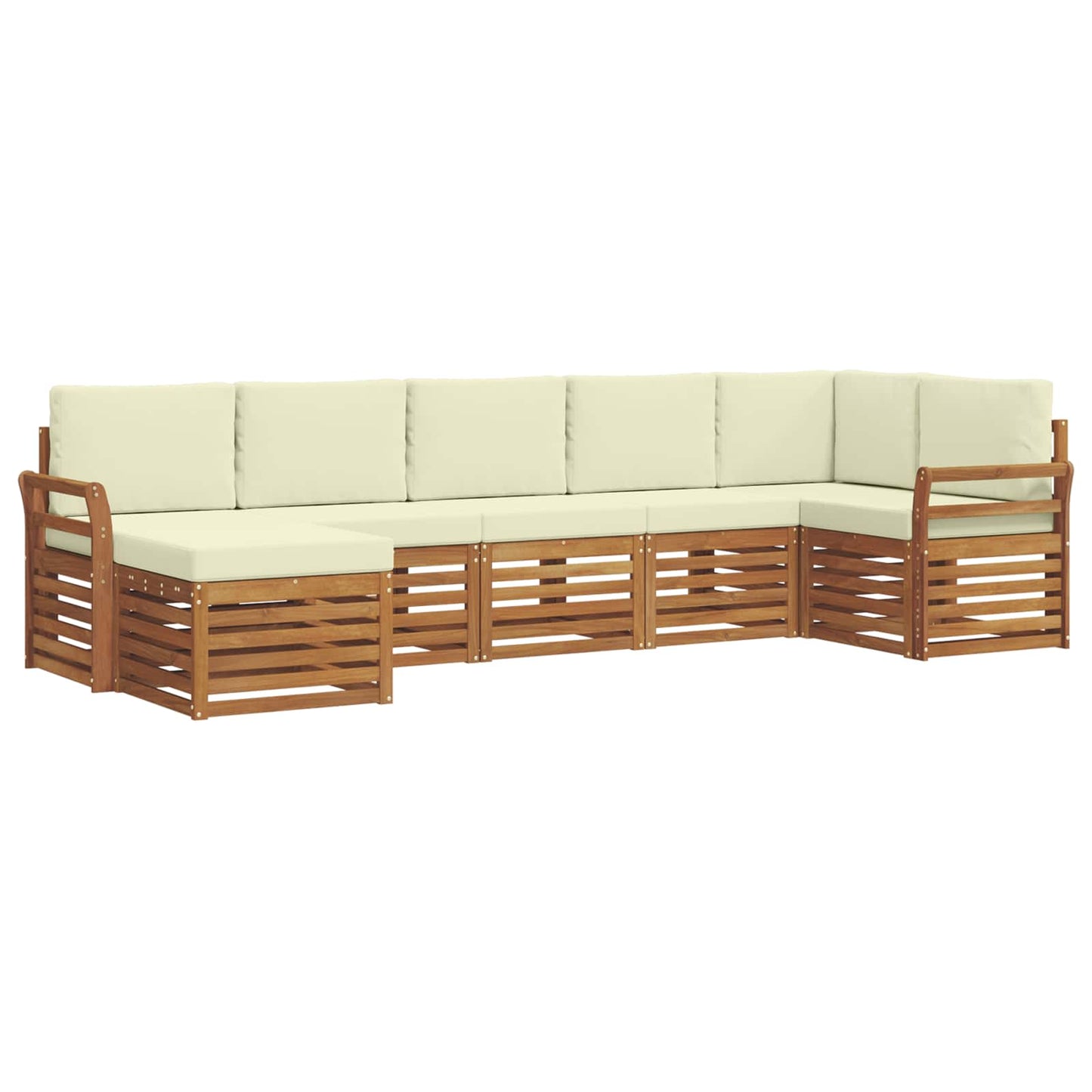 vidaXL Σαλονάκι Γωνιακού Καναπέ με μαξιλάρι 7 pcs Φυσικό και Κρέμα