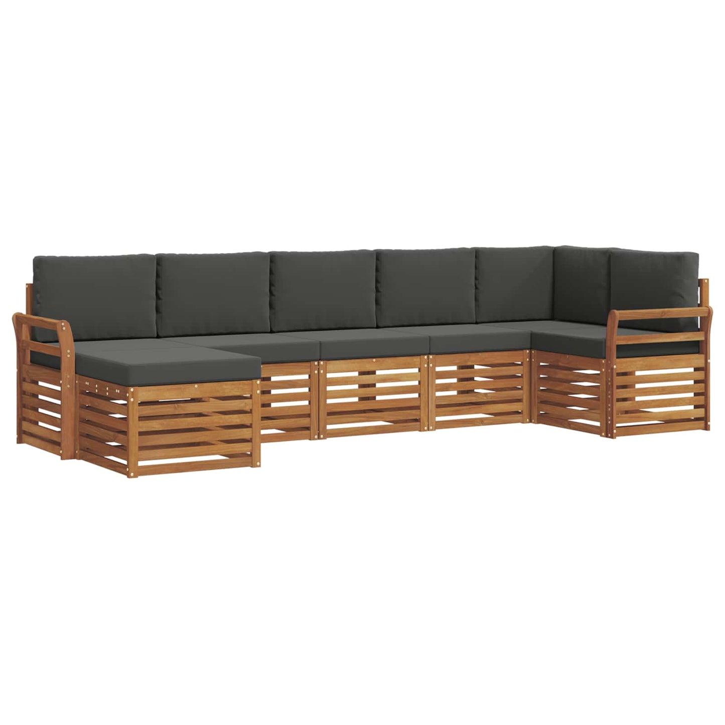 vidaXL Σαλονάκι Γωνιακού Καναπέ με μαξιλάρι 7 pcs Φυσικό και Ανθρακί