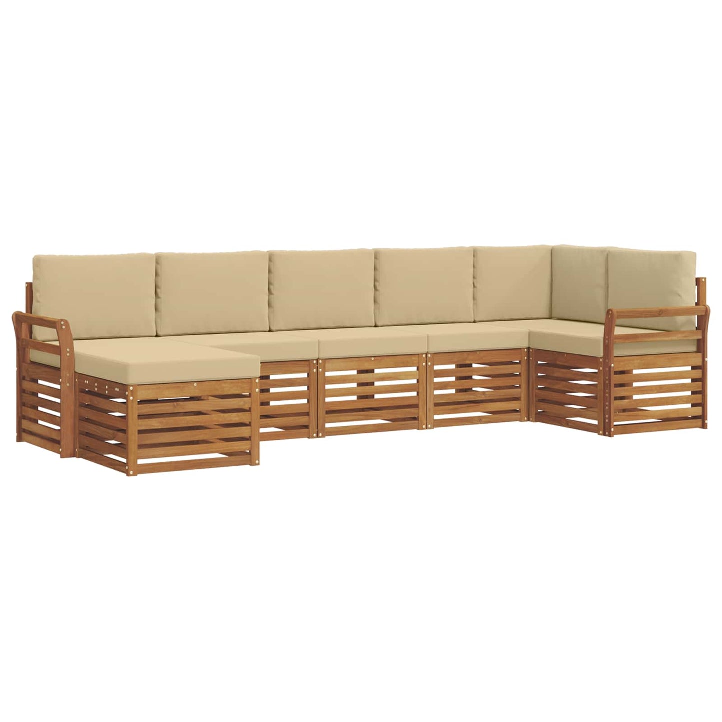 vidaXL Σαλονάκι Γωνιακού Καναπέ με μαξιλάρι 7 pcs Φυσικό και Μπεζ