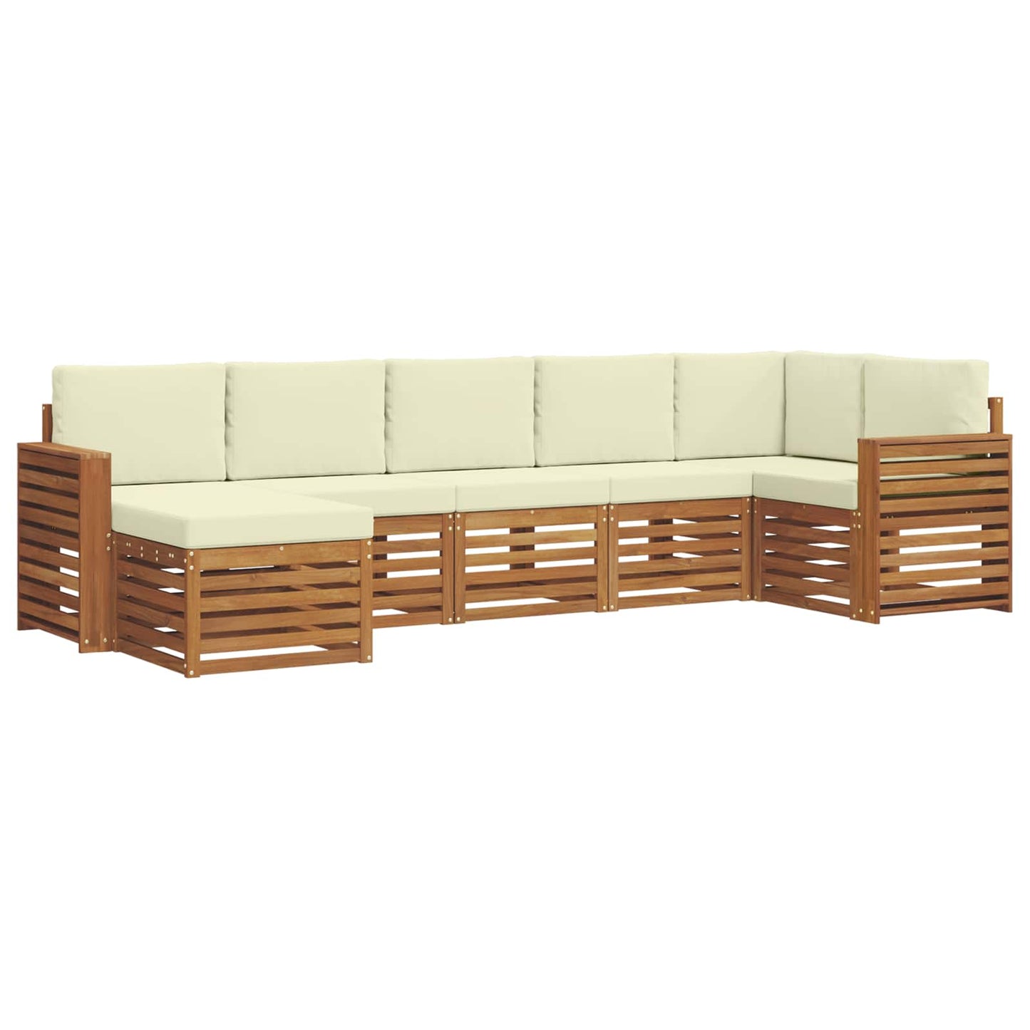 vidaXL Σαλονάκι Γωνιακού Καναπέ με μαξιλάρι 7 pcs Φυσικό και Κρέμα