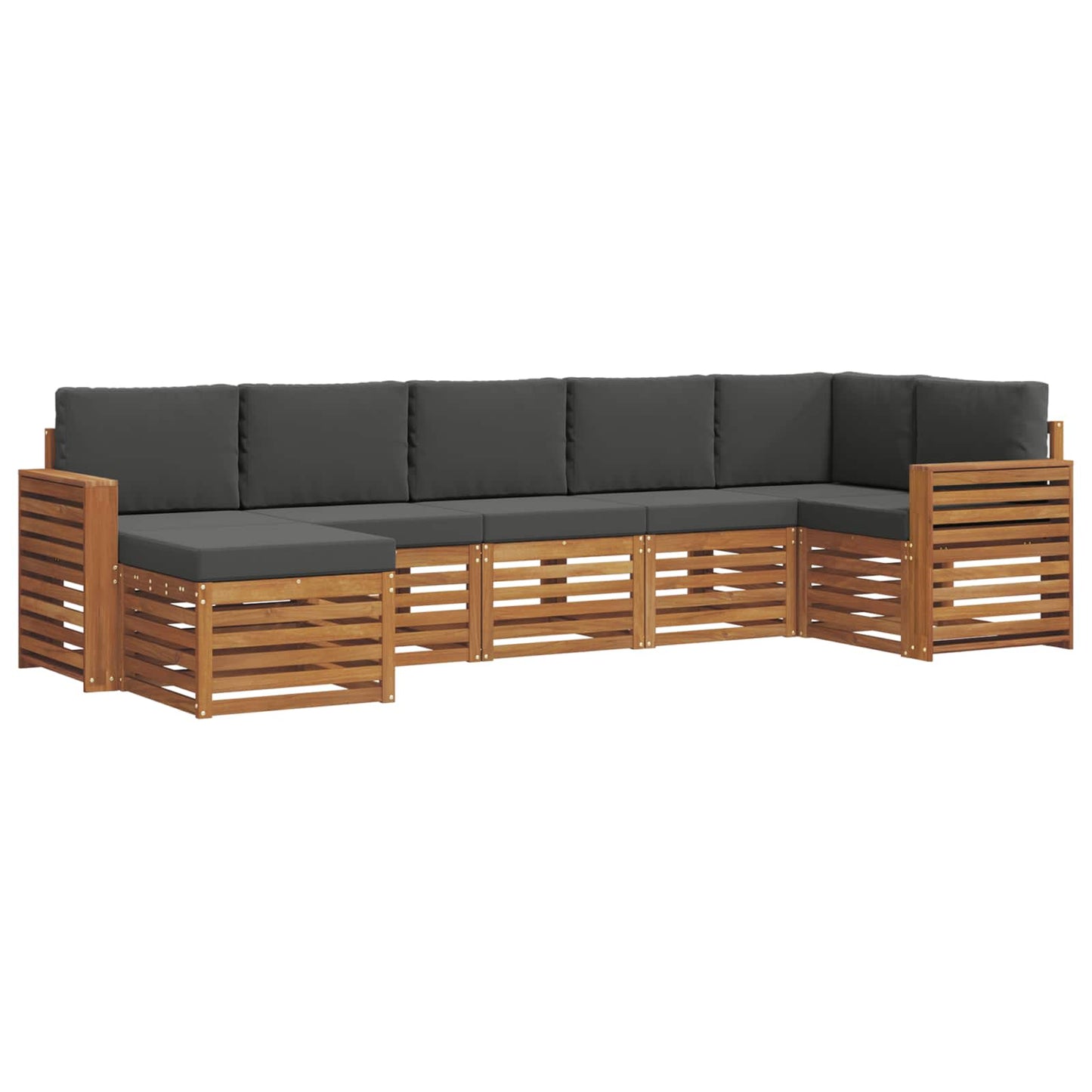 vidaXL Σαλονάκι Γωνιακού Καναπέ με μαξιλάρι 7 pcs Φυσικό και Ανθρακί