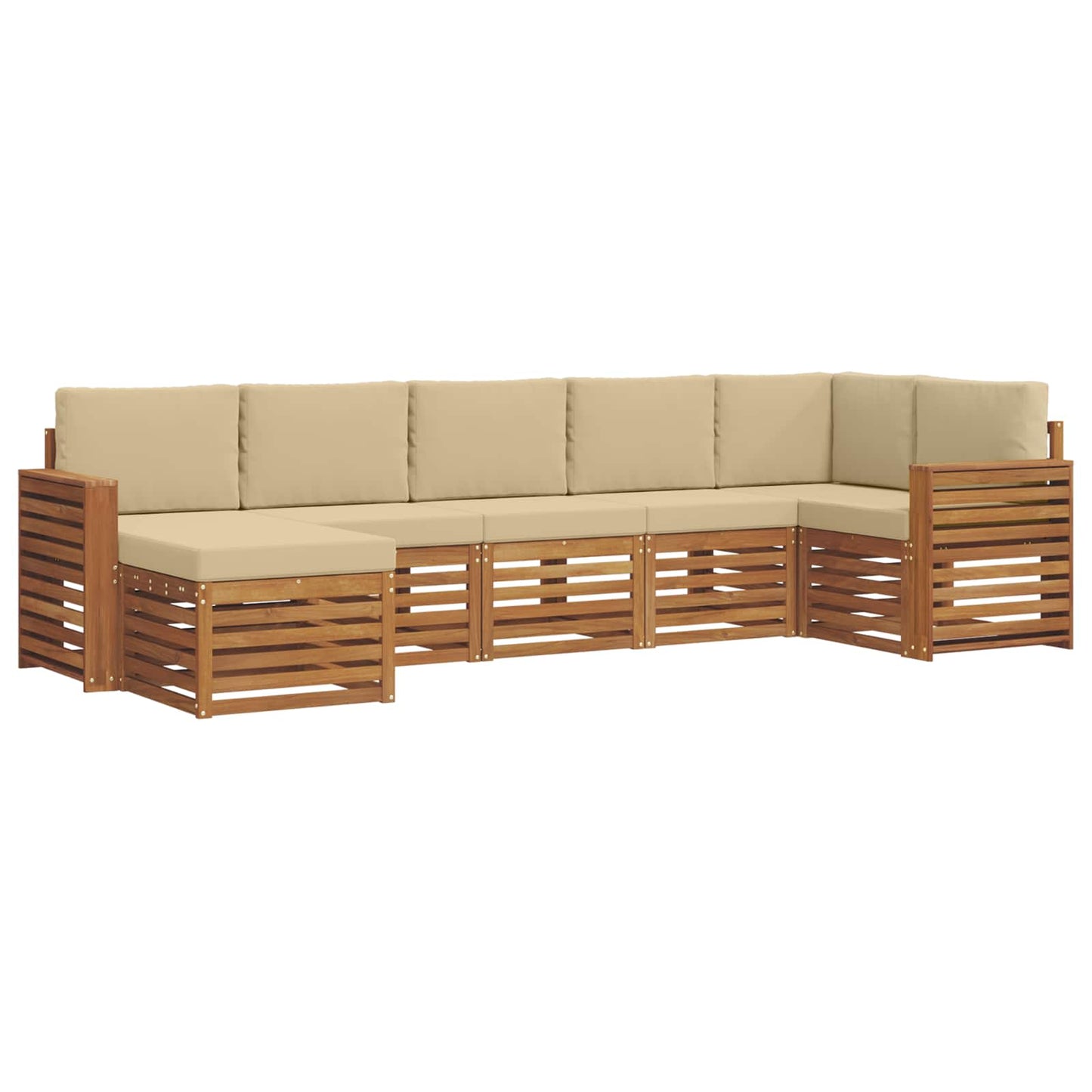 vidaXL Σαλονάκι Γωνιακού Καναπέ με μαξιλάρι 7 pcs Φυσικό και Μπεζ
