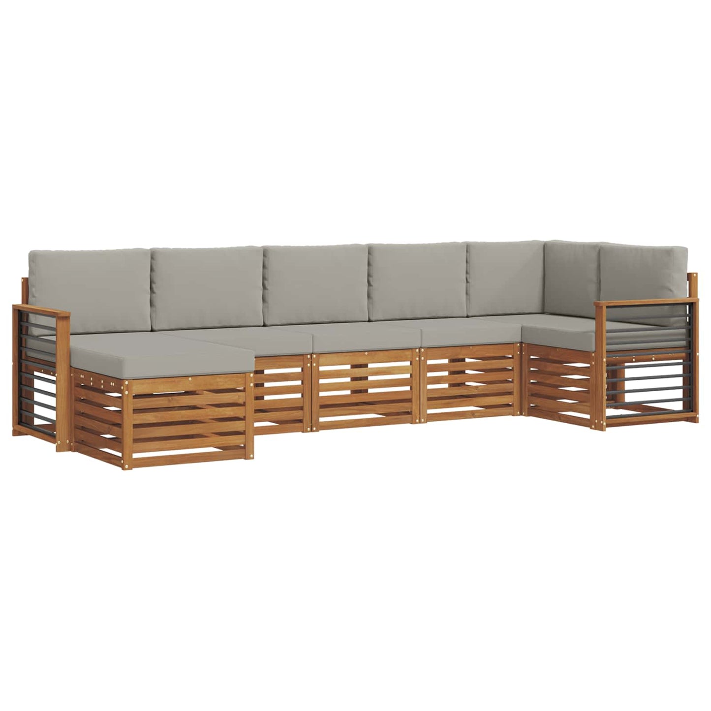 vidaXL Σαλονάκι Γωνιακού Καναπέ 7 pcs Φυσικό και Ανοιχτό Γκρι