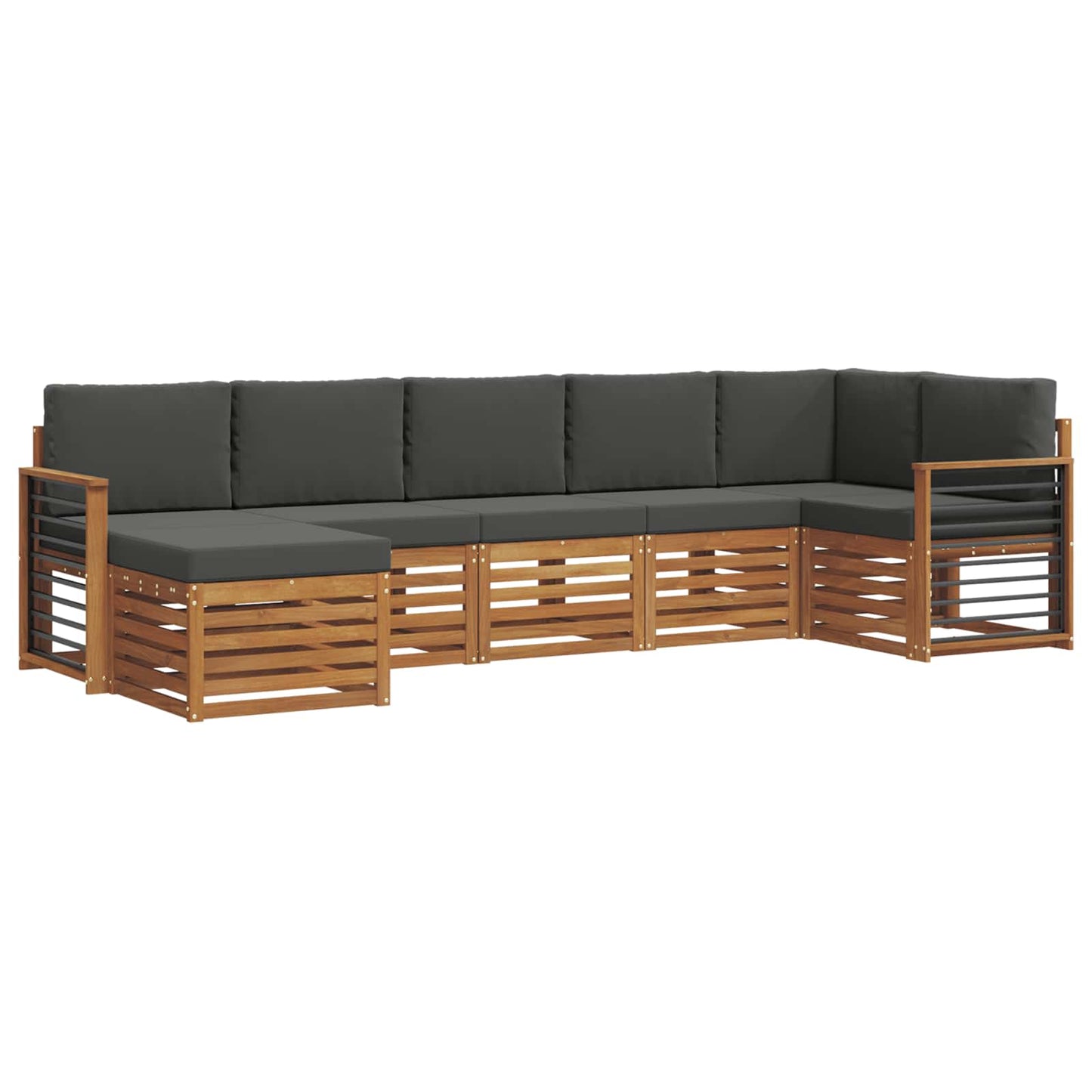 vidaXL Σαλονάκι Γωνιακού Καναπέ με μαξιλάρι 7 pcs Φυσικό και Ανθρακί