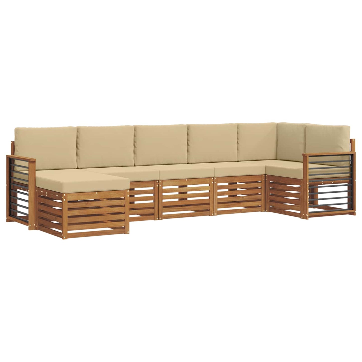 vidaXL Σαλονάκι Γωνιακού Καναπέ με μαξιλάρι 7 pcs Φυσικό και Μπεζ
