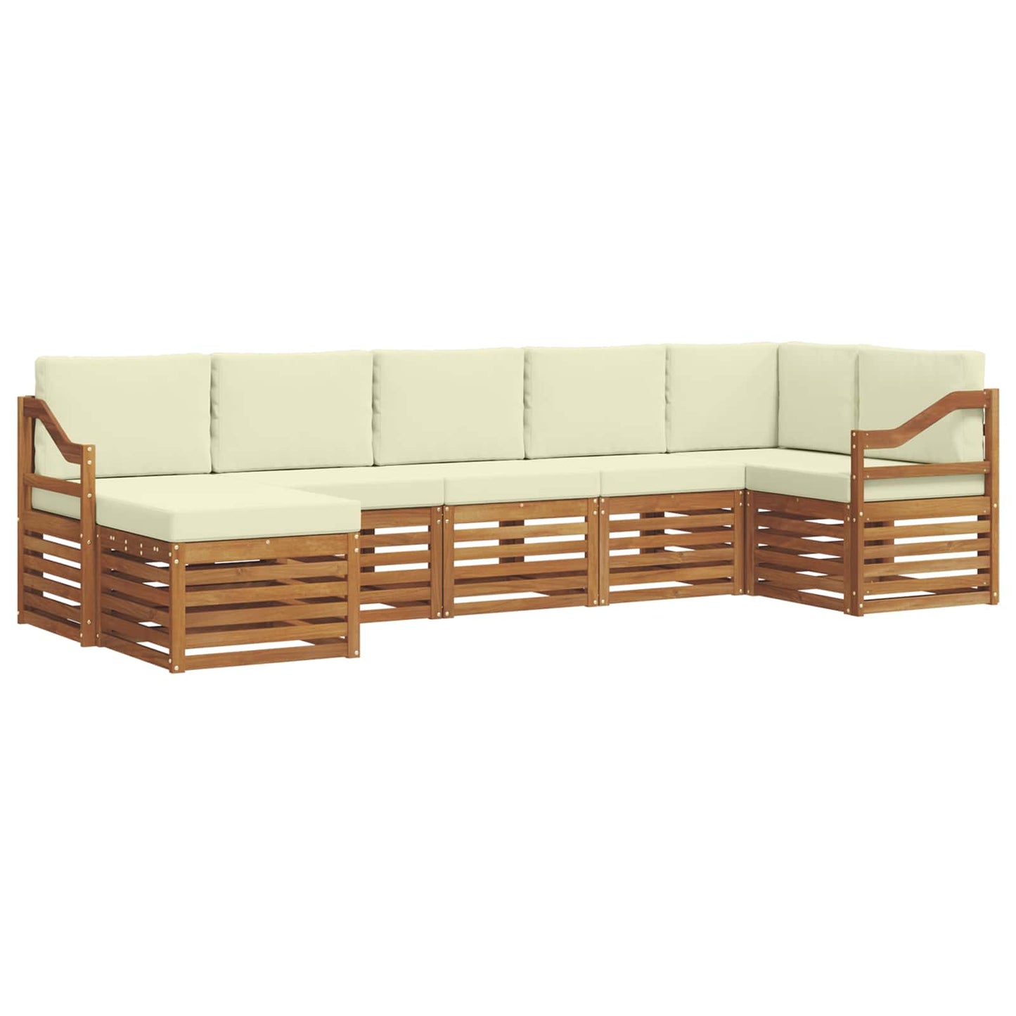 vidaXL Σαλονάκι Γωνιακού Καναπέ με μαξιλάρι 7 pcs Φυσικό και Κρέμα