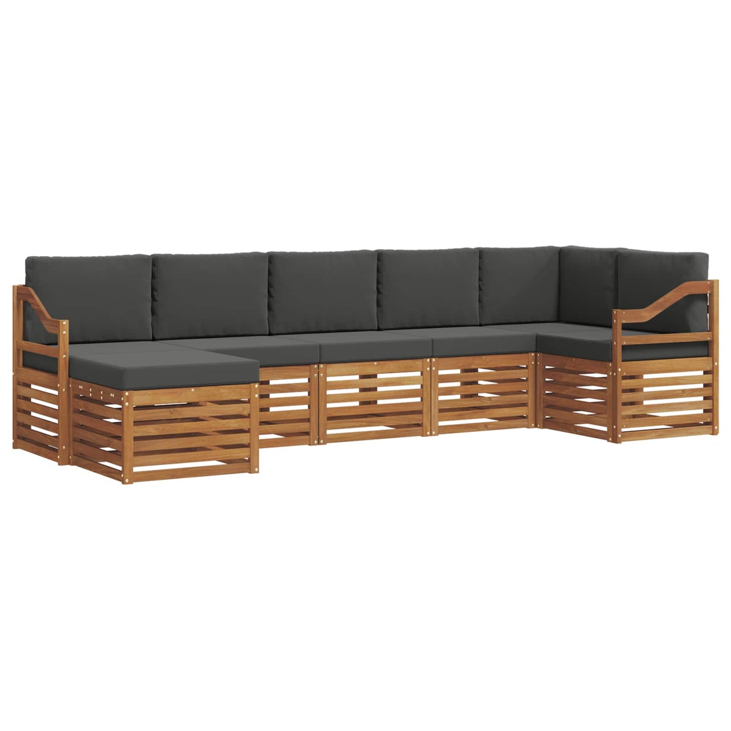 vidaXL Σαλονάκι Γωνιακού Καναπέ με μαξιλάρι 7 pcs Φυσικό και Ανθρακί