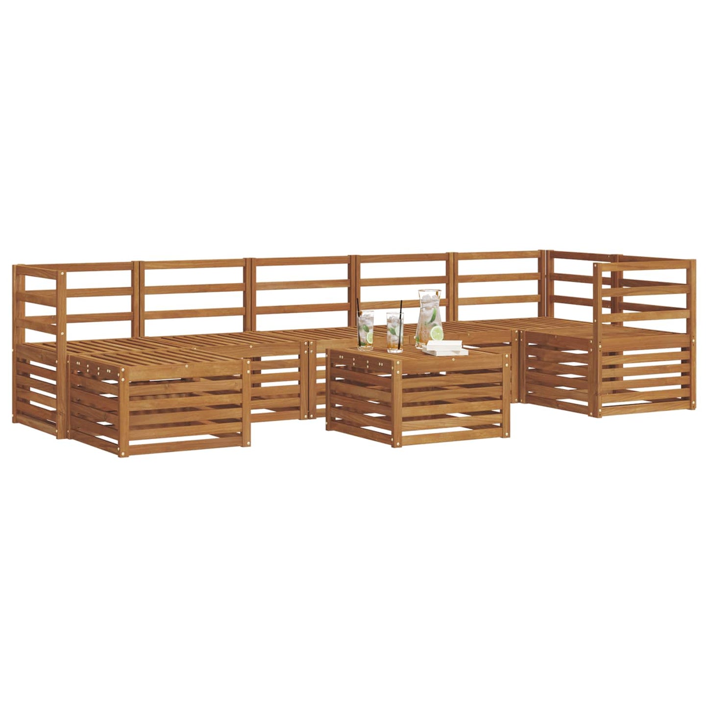 vidaXL Σειρά Καναπέ Εξωτερικού 8 pcs Φυσικό Στερεό Ξύλο Ακακίας