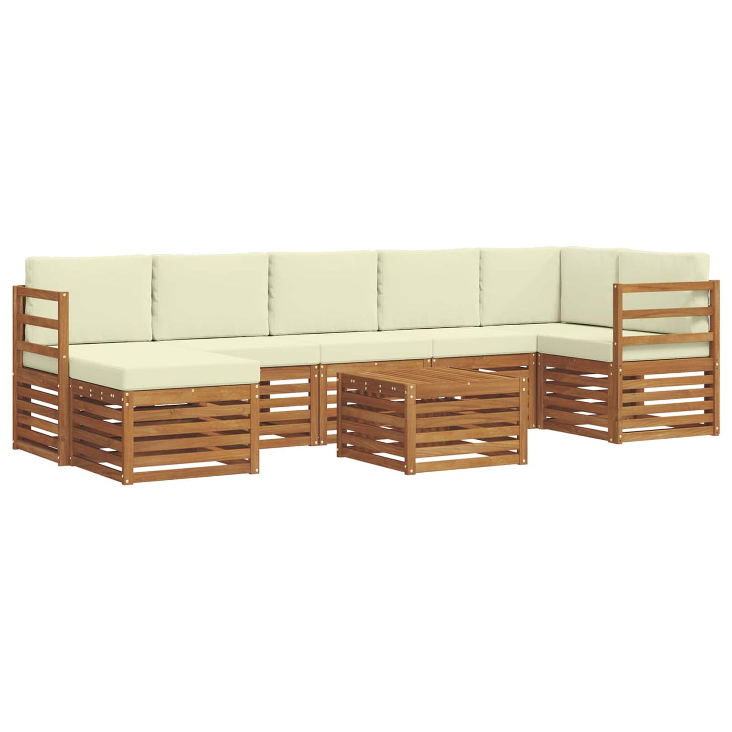 vidaXL Σειρά Καναπέ Εξωτερικού με μαξιλάρι 8 pcs Φυσικό και Κρέμα