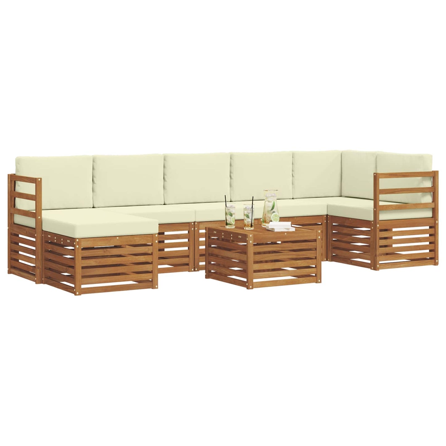 vidaXL Σειρά Καναπέ Εξωτερικού με μαξιλάρι 8 pcs Φυσικό και Κρέμα