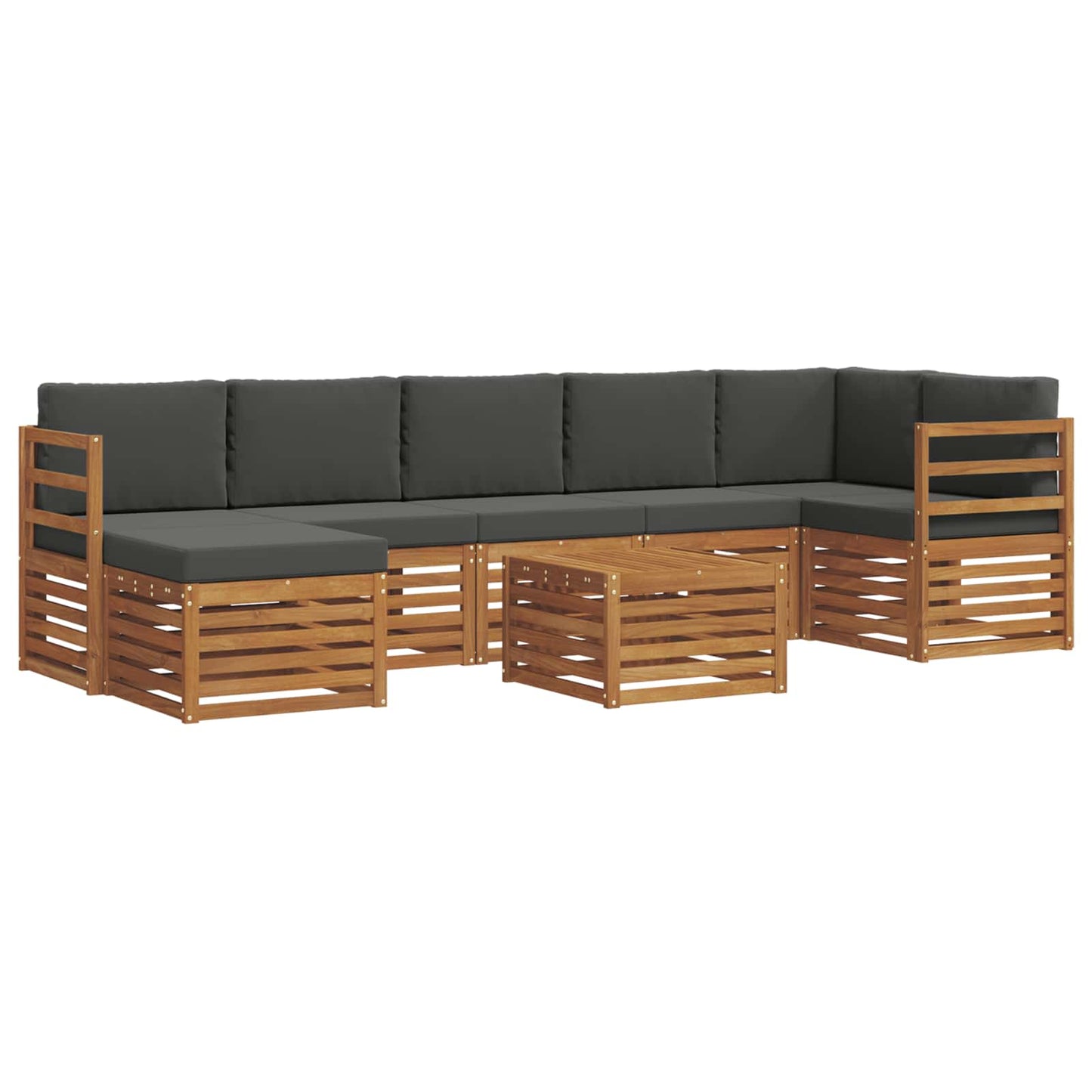 vidaXL Σειρά Καναπέ Εξωτερικού με μαξιλάρι 8 pcs Φυσικό και Ανθρακί