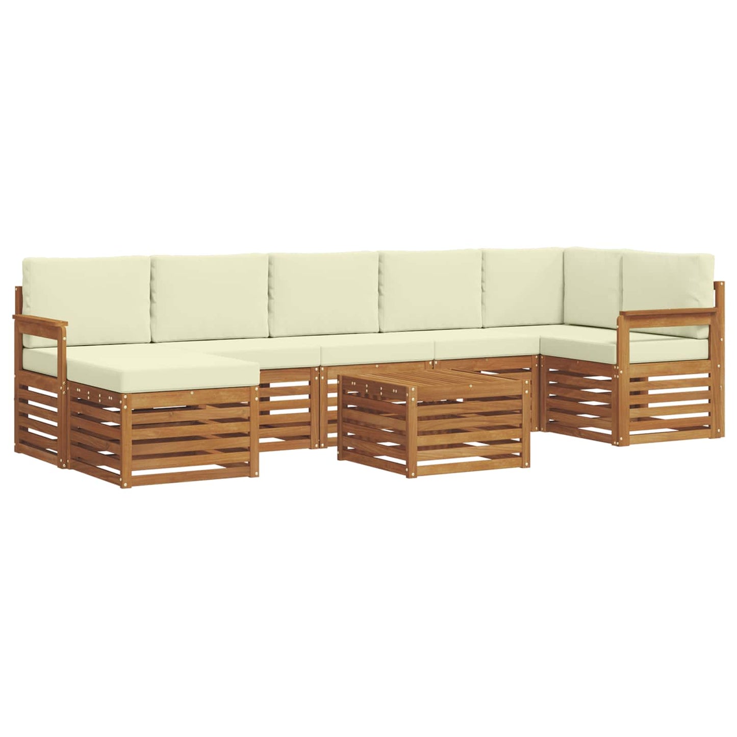 vidaXL Σειρά Καναπέ Εξωτερικού με μαξιλάρι 8 pcs Φυσικό και Κρέμα