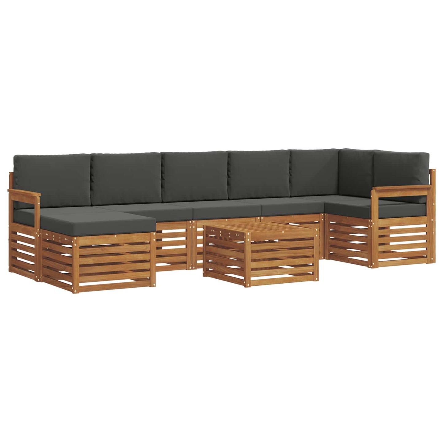 vidaXL Σειρά Καναπέ Εξωτερικού με μαξιλάρι 8 pcs Φυσικό και Ανθρακί