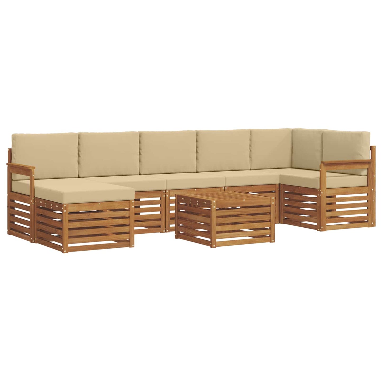 vidaXL Σειρά Καναπέ Εξωτερικού με μαξιλάρι 8 pcs Φυσικό και Μπεζ