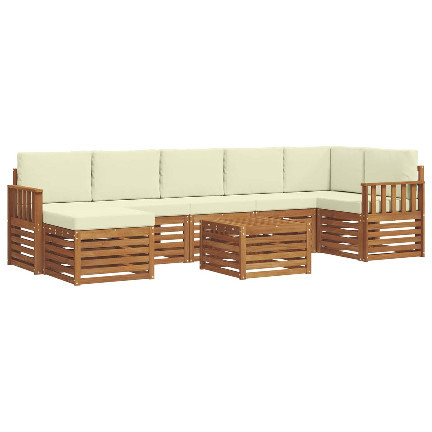 vidaXL Σειρά Καναπέ Εξωτερικού με μαξιλάρι 8 pcs Φυσικό και Κρέμα
