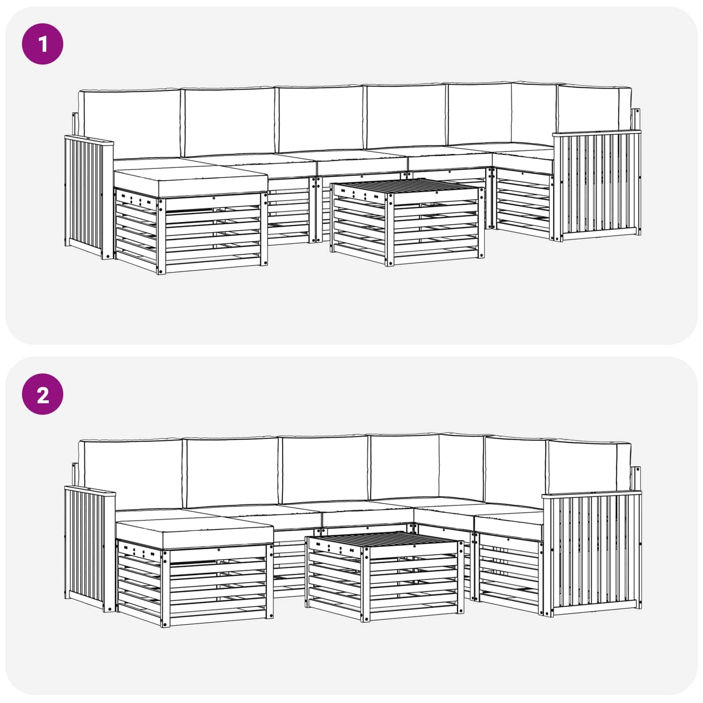 vidaXL Σειρά Καναπέ Εξωτερικού με μαξιλάρι 8 pcs Φυσικό και Κρέμα