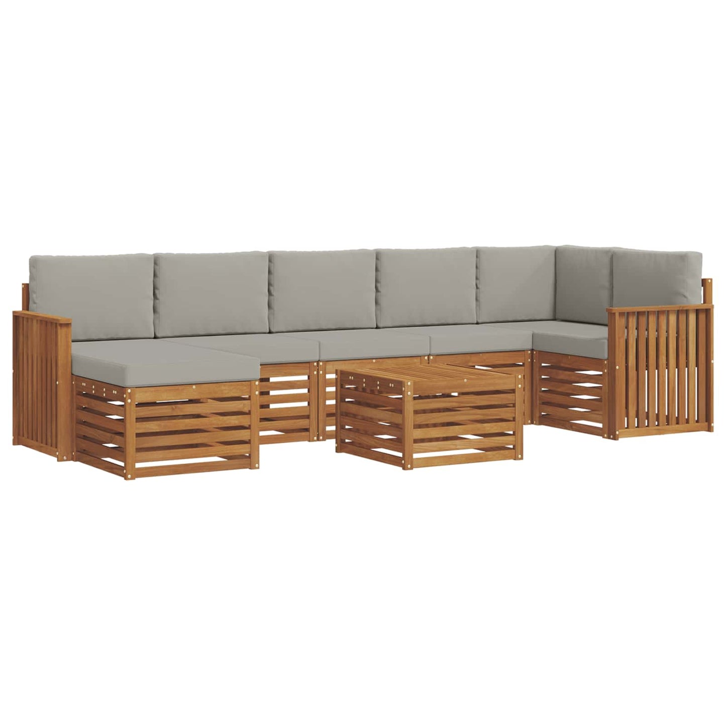 vidaXL Σειρά Καναπέ Εξωτερικού 8 pcs Φυσικό και Ανοιχτό Γκρι