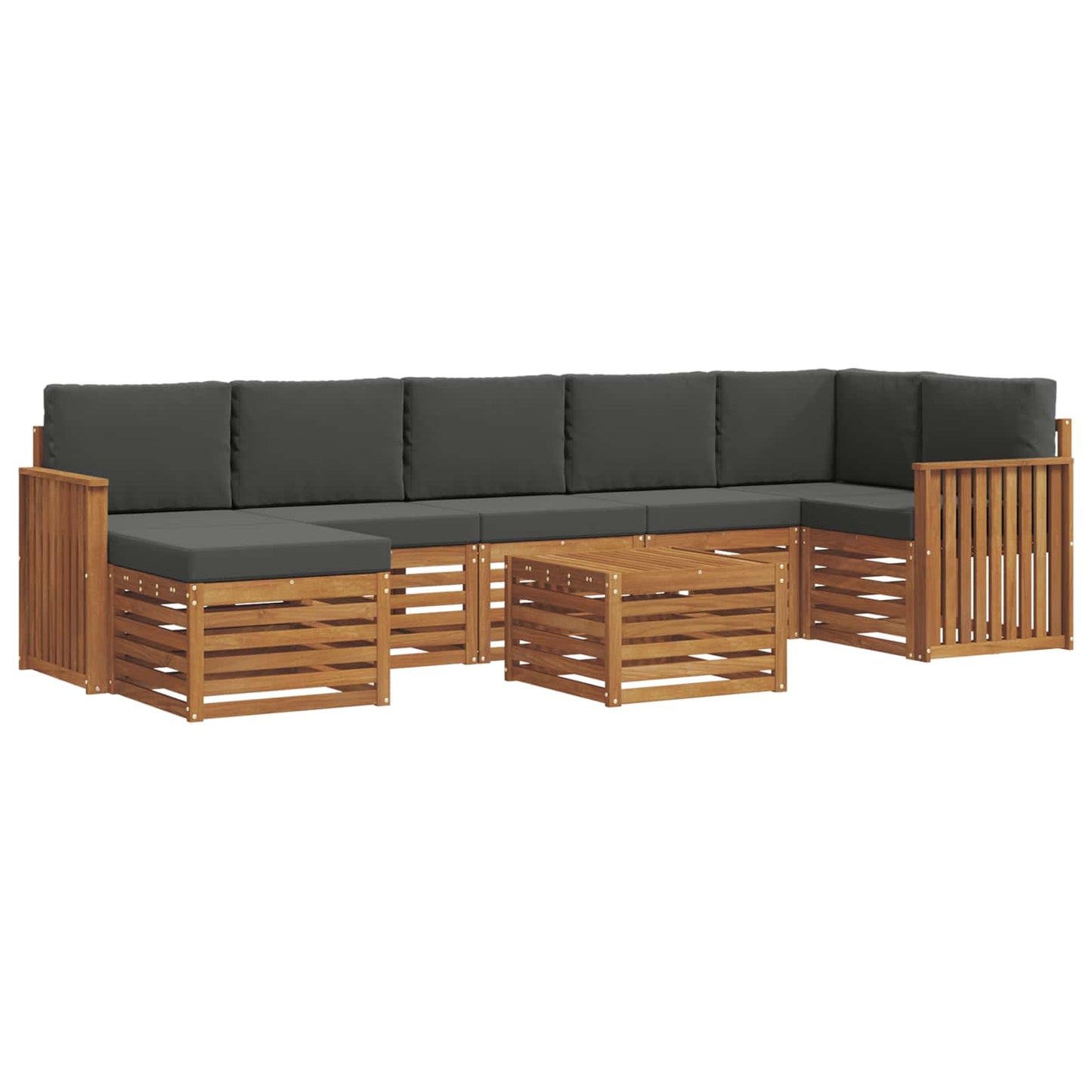 vidaXL Σειρά Καναπέ Εξωτερικού με μαξιλάρι 8 pcs Φυσικό και Ανθρακί