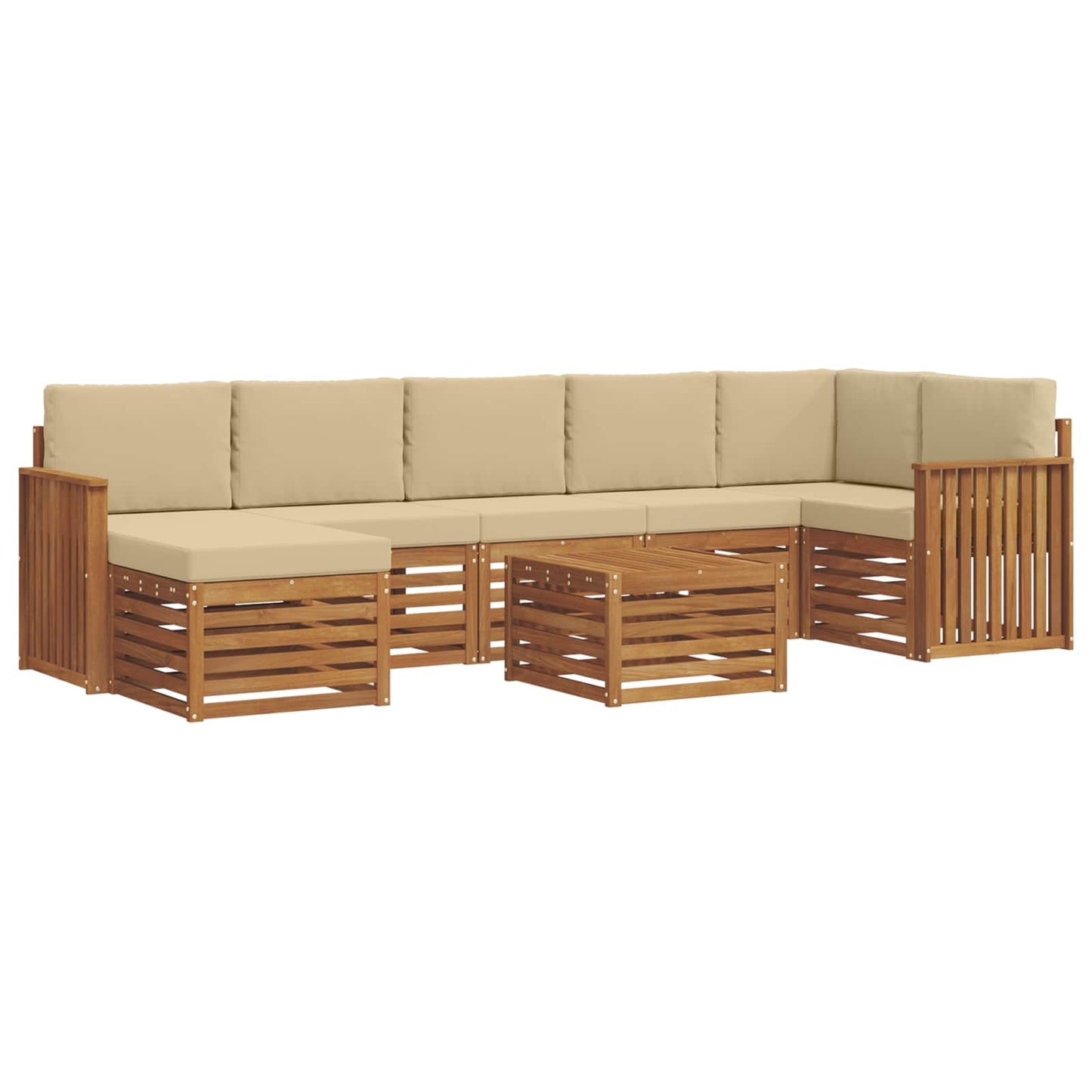 vidaXL Σειρά Καναπέ Εξωτερικού με μαξιλάρι 8 pcs Φυσικό και Μπεζ