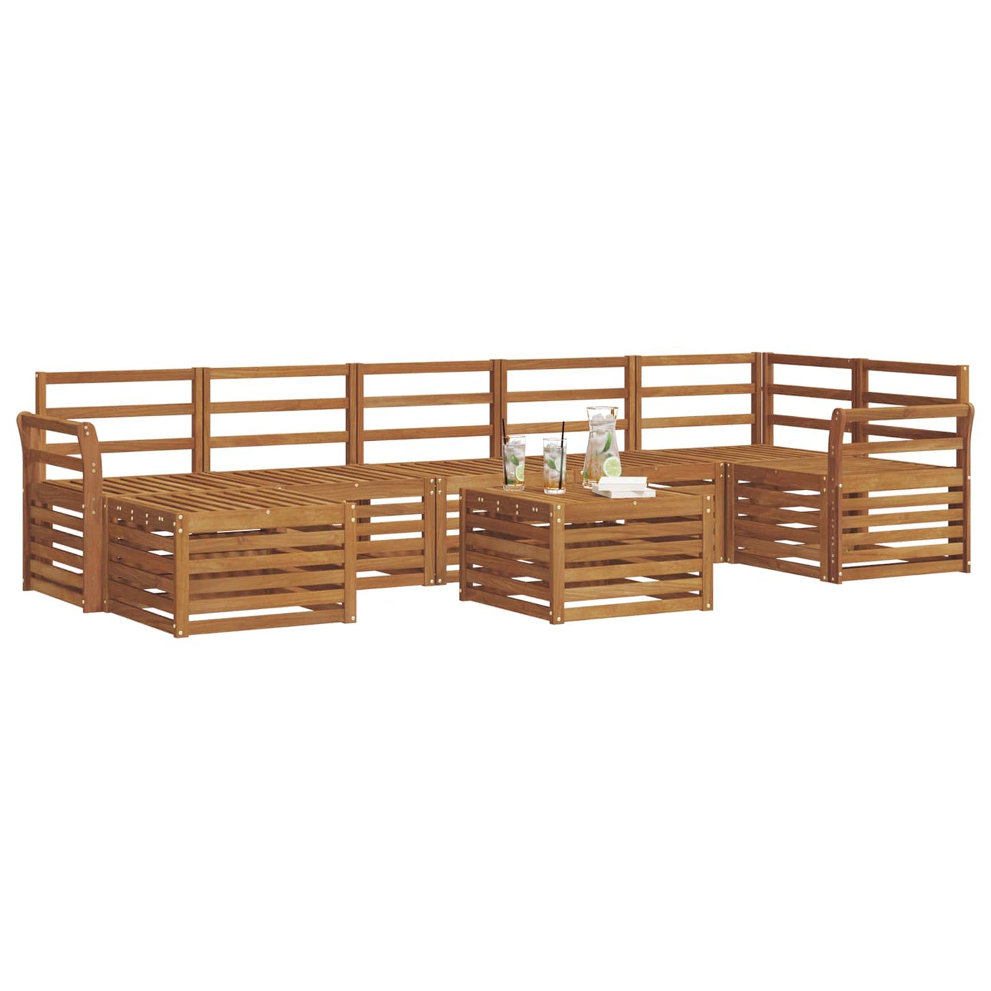 vidaXL Σειρά Καναπέ Εξωτερικού 8 pcs Φυσικό Στερεό Ξύλο Ακακίας