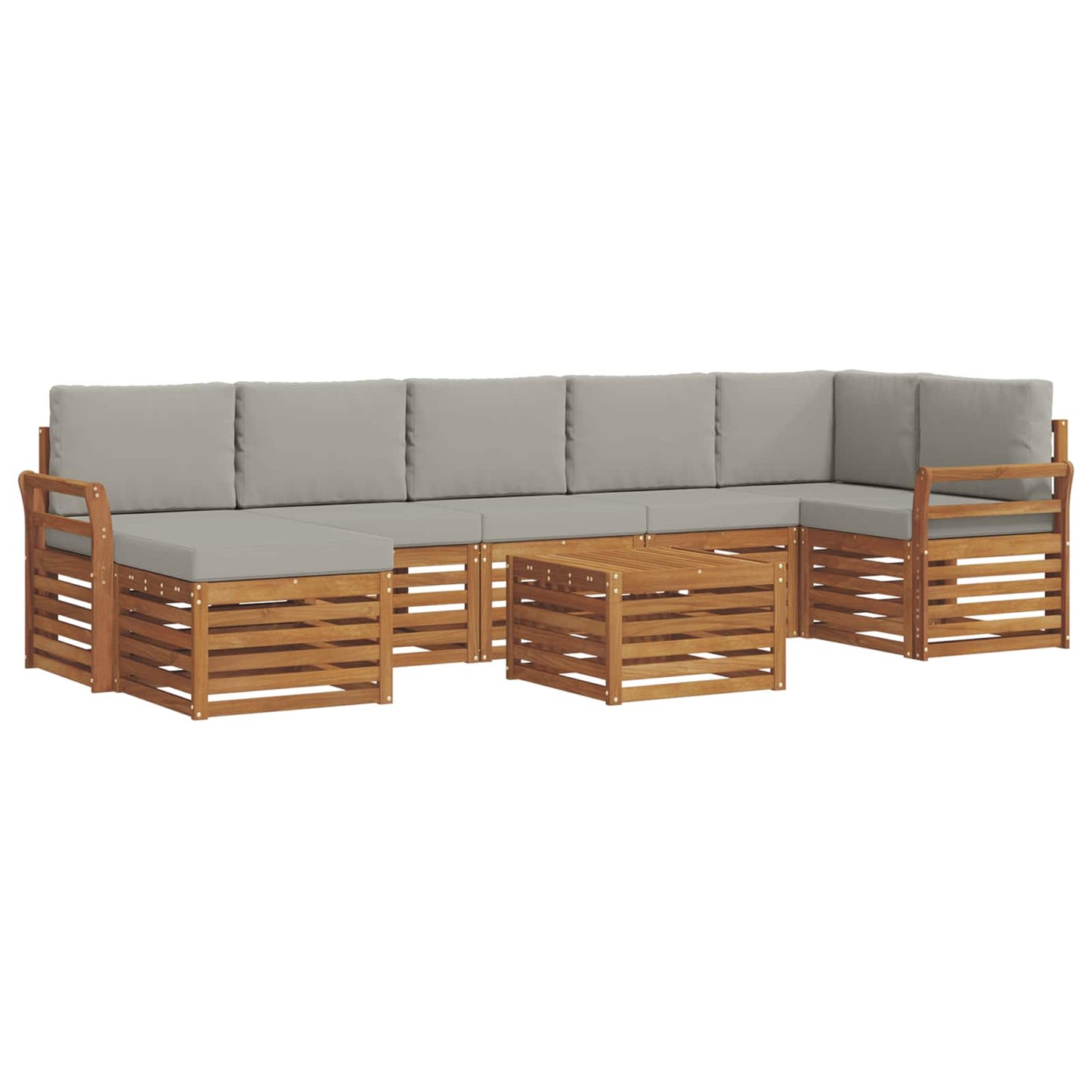 vidaXL Σειρά Καναπέ Εξωτερικού 8 pcs Φυσικό και Ανοιχτό Γκρι