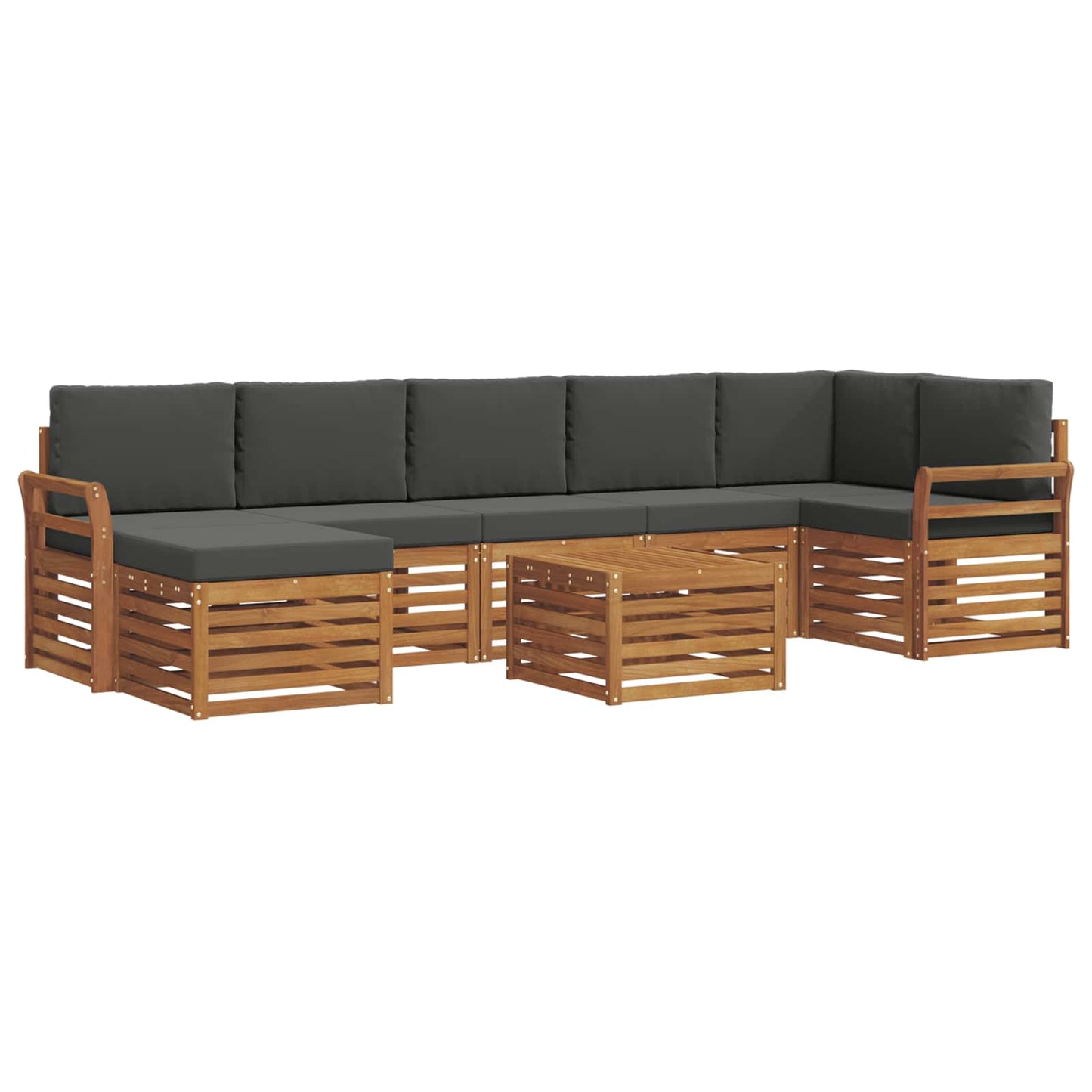 vidaXL Σειρά Καναπέ Εξωτερικού με μαξιλάρι 8 pcs Φυσικό και Ανθρακί