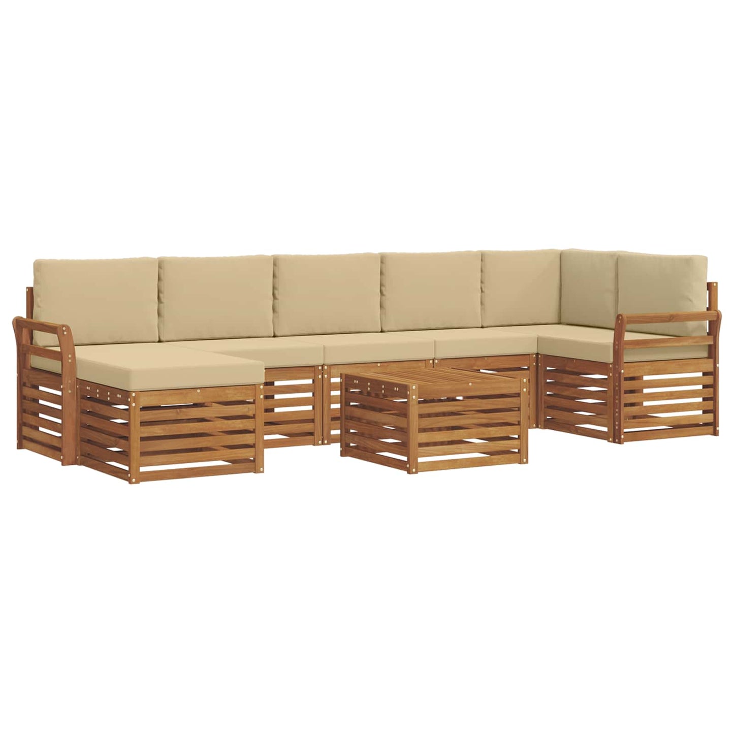vidaXL Σειρά Καναπέ Εξωτερικού με μαξιλάρι 8 pcs Φυσικό και Μπεζ