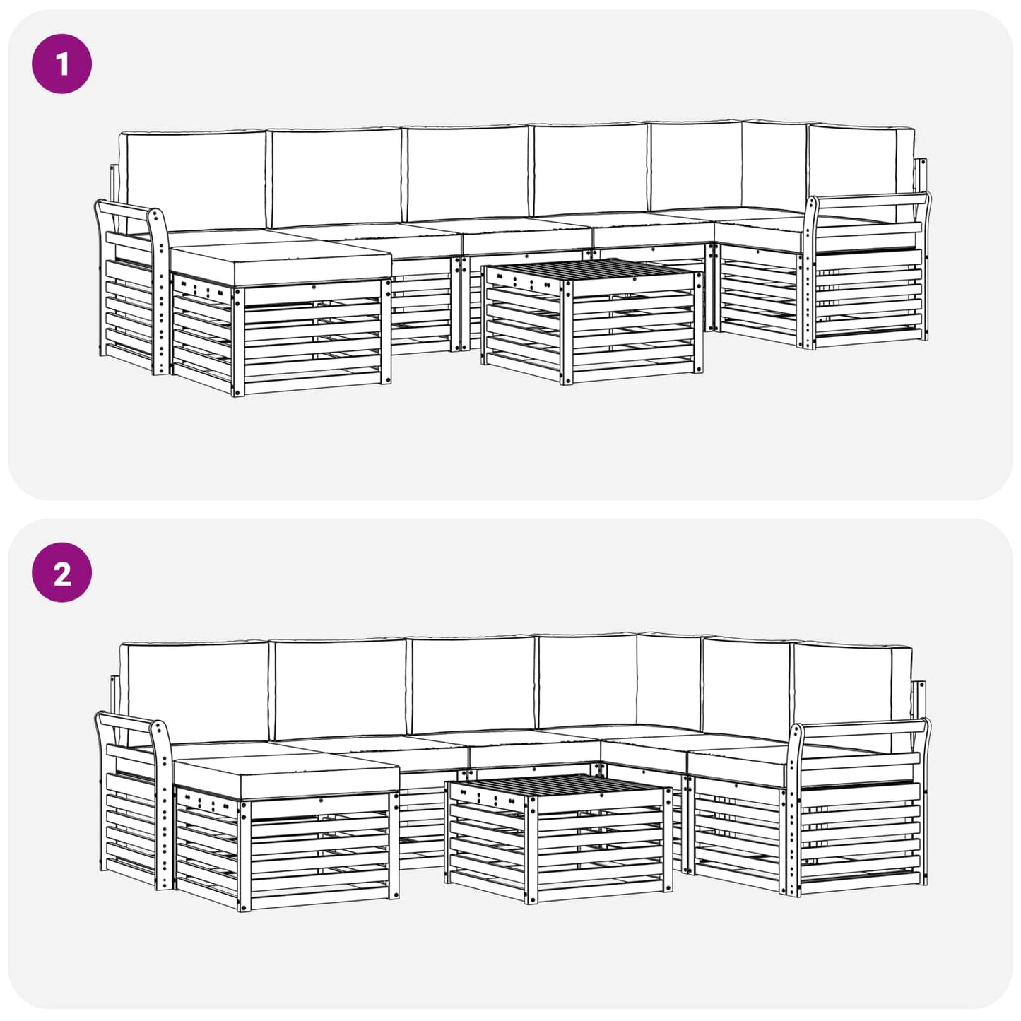 vidaXL Σειρά Καναπέ Εξωτερικού με μαξιλάρι 8 pcs Φυσικό και Μπεζ