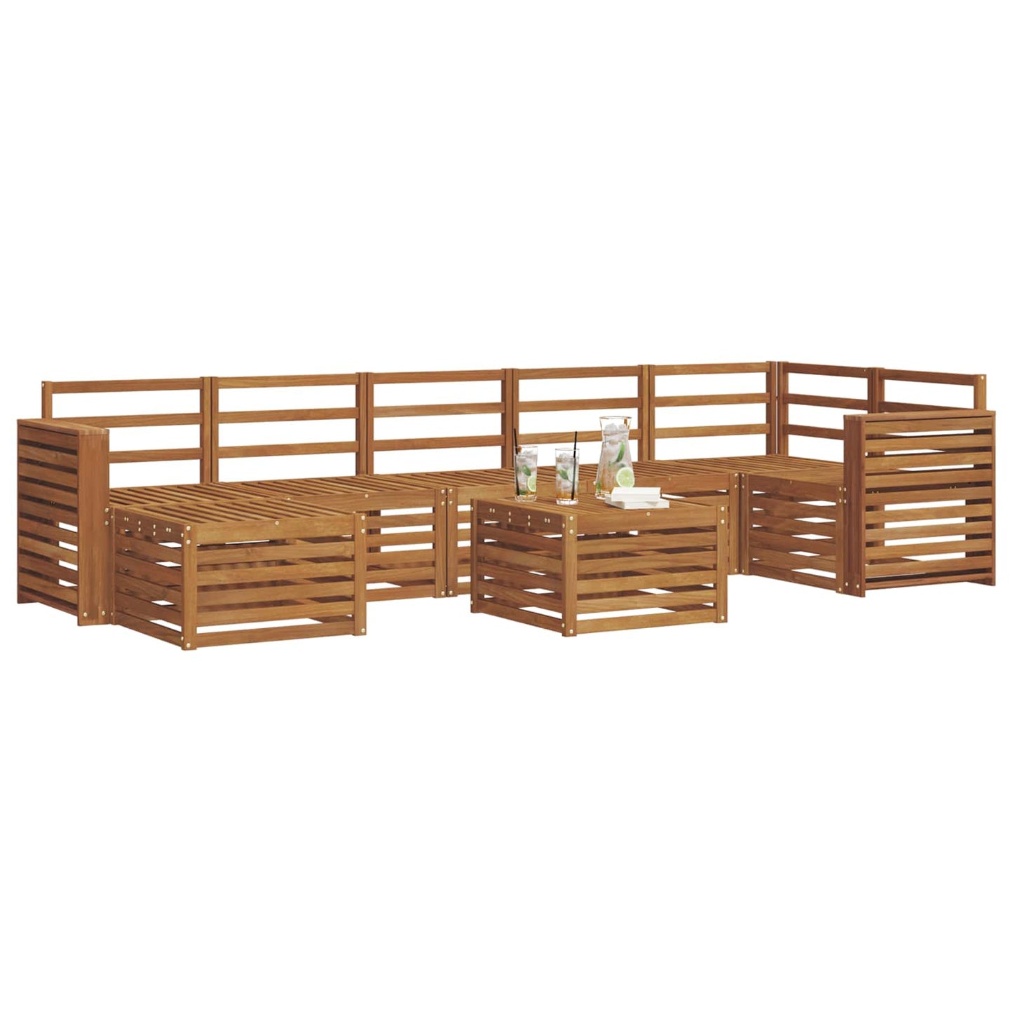 vidaXL Σειρά Καναπέ Εξωτερικού 8 pcs Φυσικό Στερεό Ξύλο Ακακίας