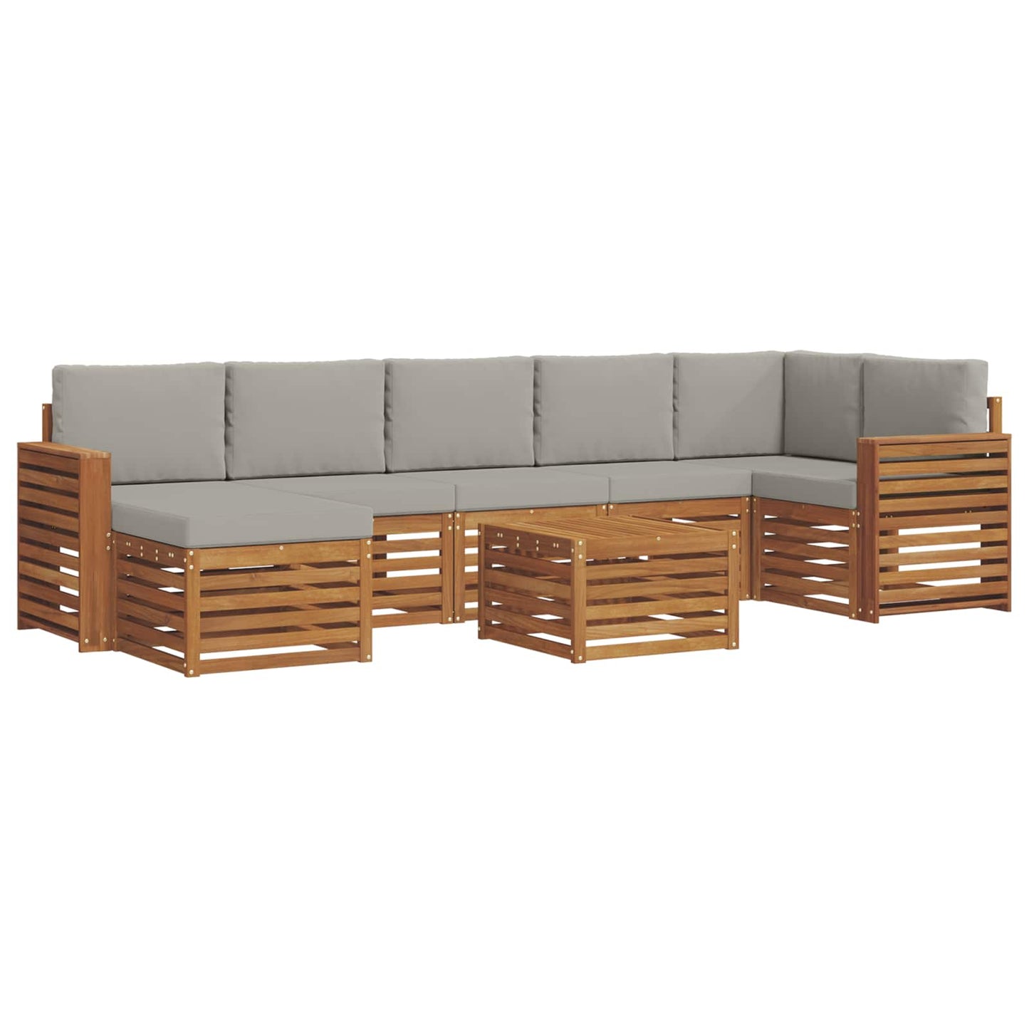 vidaXL Σειρά Καναπέ Εξωτερικού 8 pcs Φυσικό και Ανοιχτό Γκρι