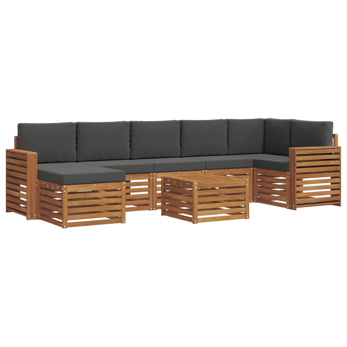 vidaXL Σειρά Καναπέ Εξωτερικού με μαξιλάρι 8 pcs Φυσικό και Ανθρακί