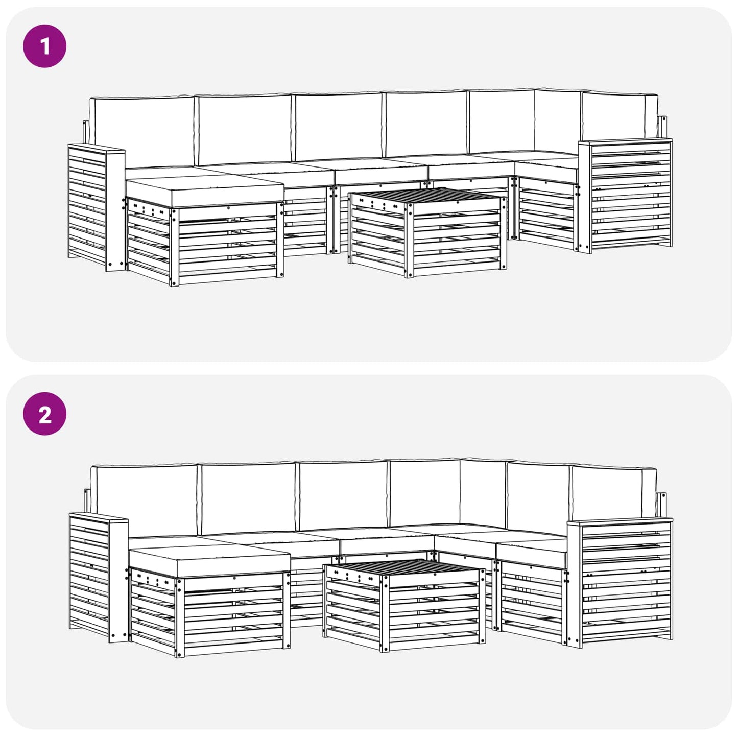 vidaXL Σειρά Καναπέ Εξωτερικού με μαξιλάρι 8 pcs Φυσικό και Ανθρακί