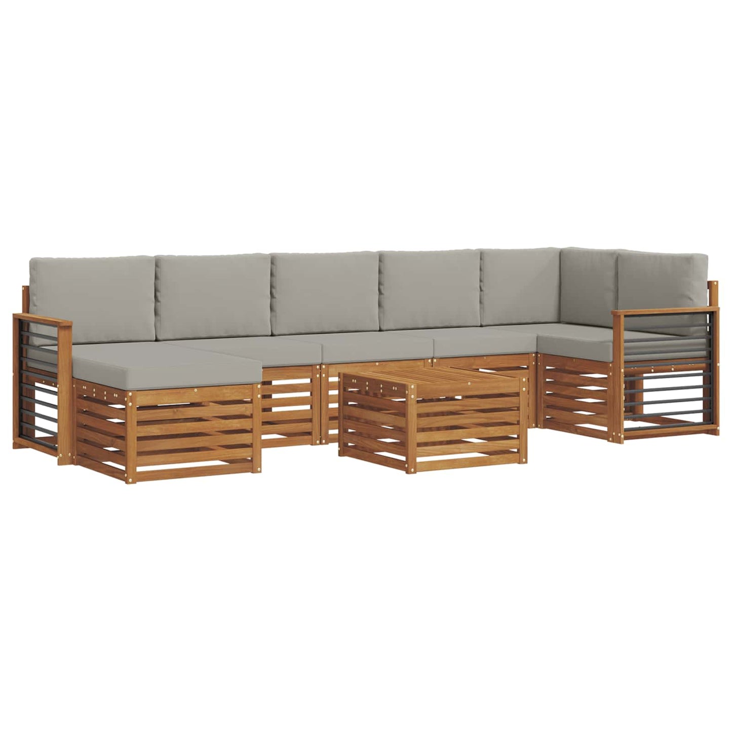 vidaXL Σειρά Καναπέ Εξωτερικού 8 pcs Φυσικό και Ανοιχτό Γκρι