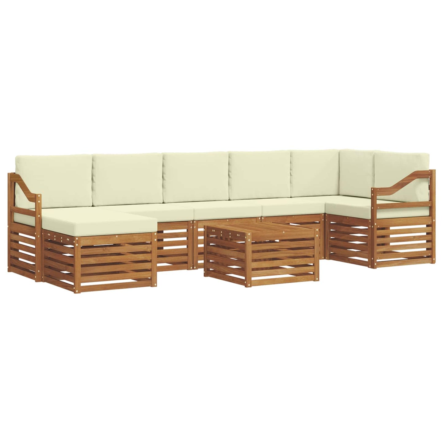vidaXL Σειρά Καναπέ Εξωτερικού με μαξιλάρι 8 pcs Φυσικό και Κρέμα