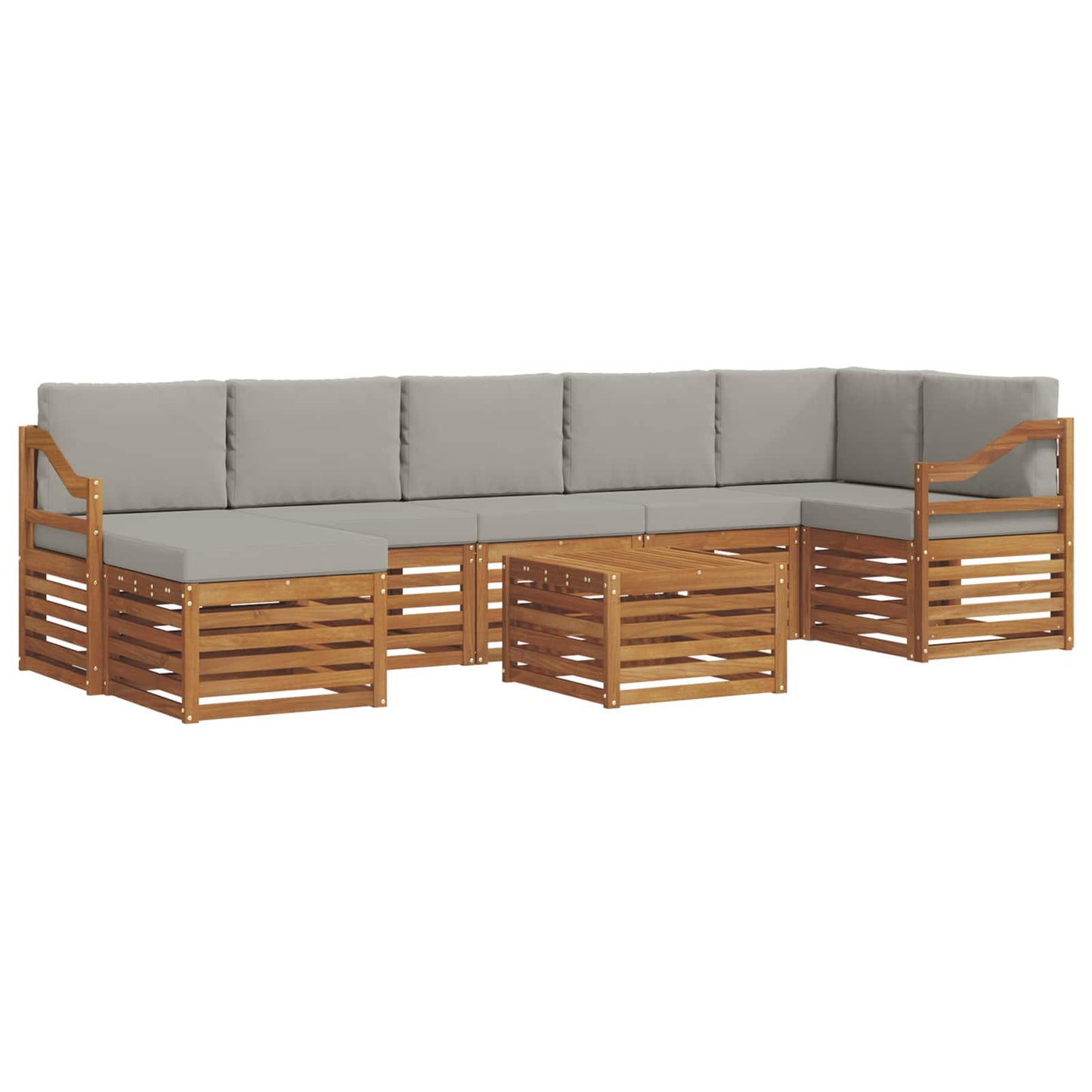 vidaXL Σειρά Καναπέ Εξωτερικού 8 pcs Φυσικό και Ανοιχτό Γκρι