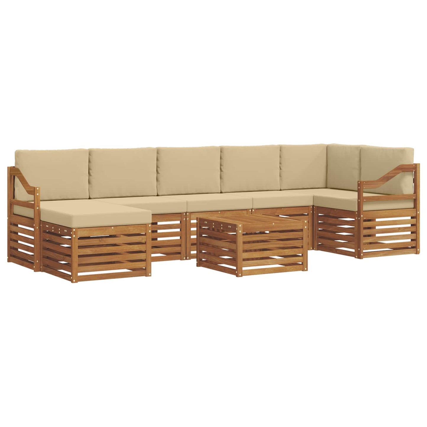vidaXL Σειρά Καναπέ Εξωτερικού με μαξιλάρι 8 pcs Φυσικό και Μπεζ