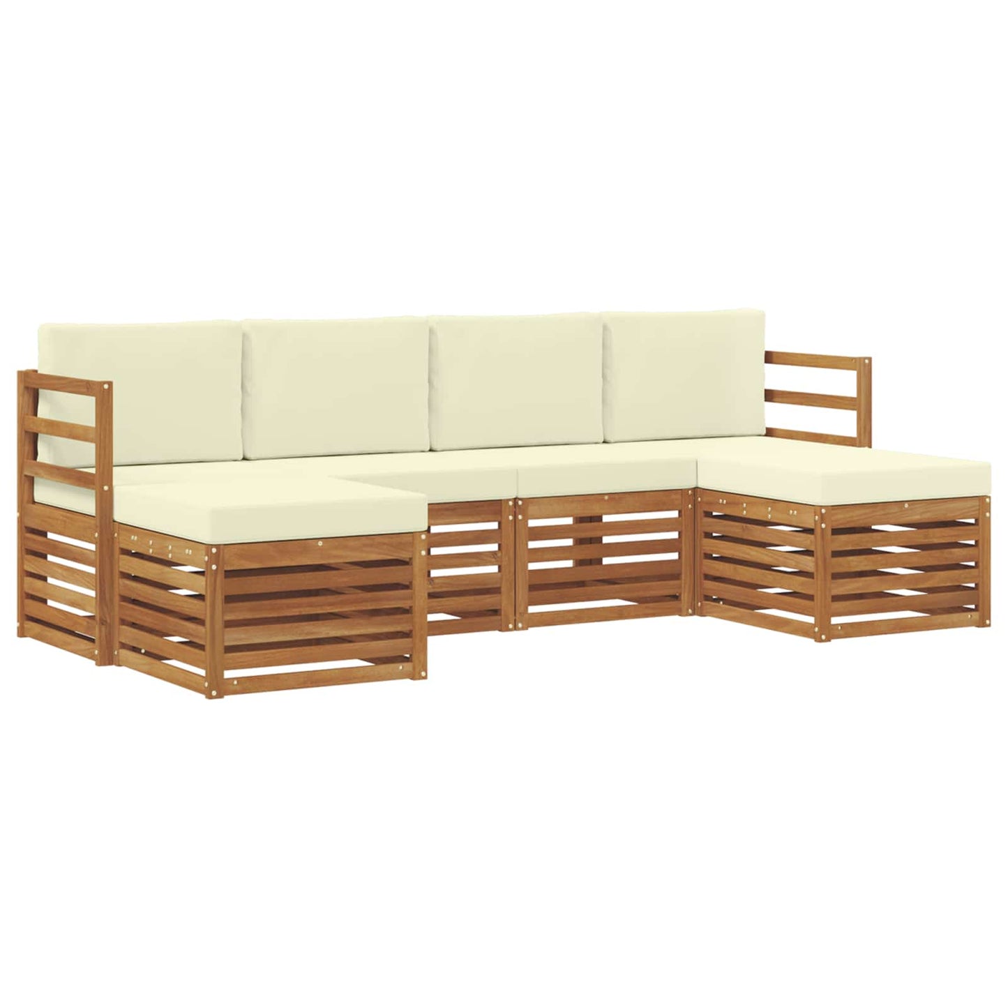 vidaXL Σετ Καναπέ 6 pcs Φυσικό και Κρέμα Στερεό Ξύλο Ακακίας