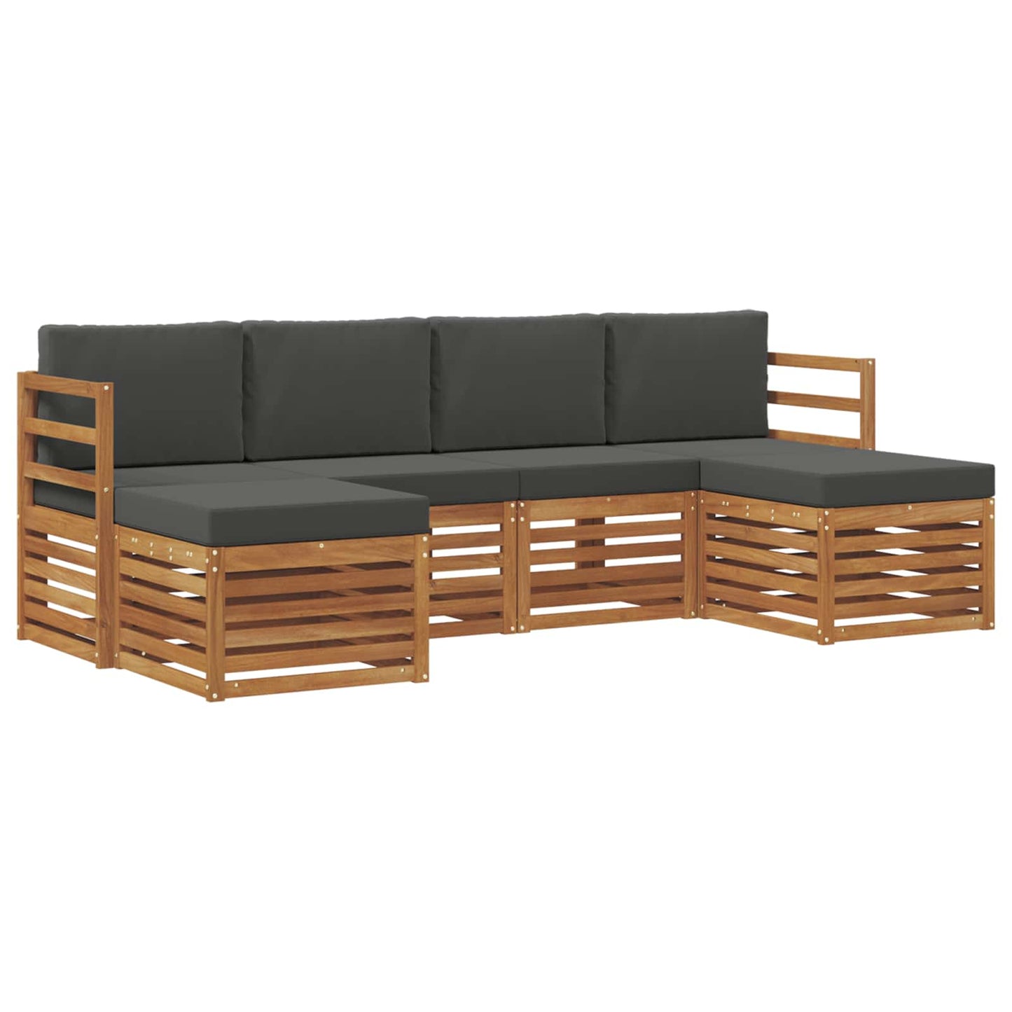 vidaXL Σετ Καναπέ 6 pcs Φυσικό και Ανθρακί Στερεό Ξύλο Ακακίας