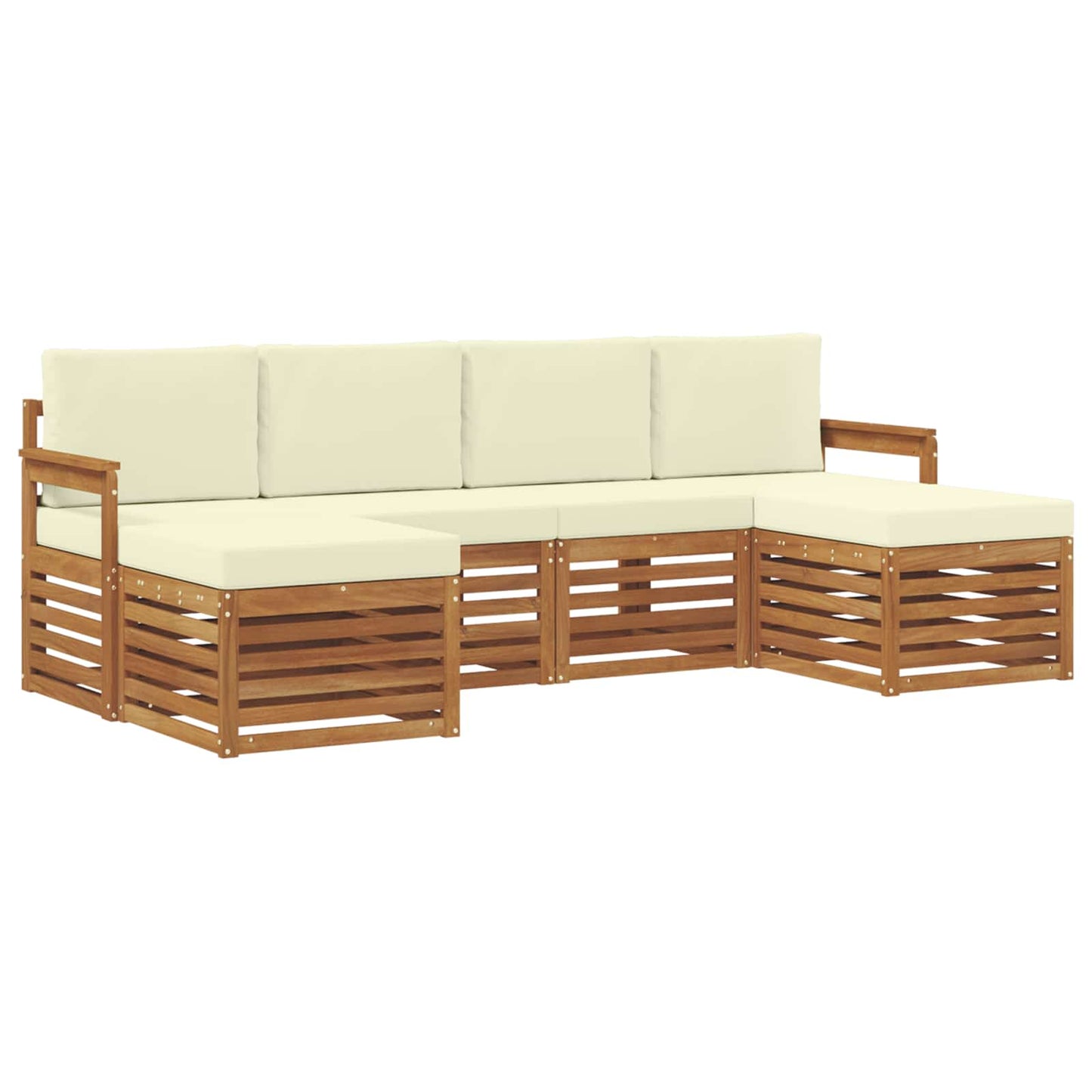 vidaXL Σετ Καναπέ 6 pcs Φυσικό και Κρέμα Στερεό Ξύλο Ακακίας
