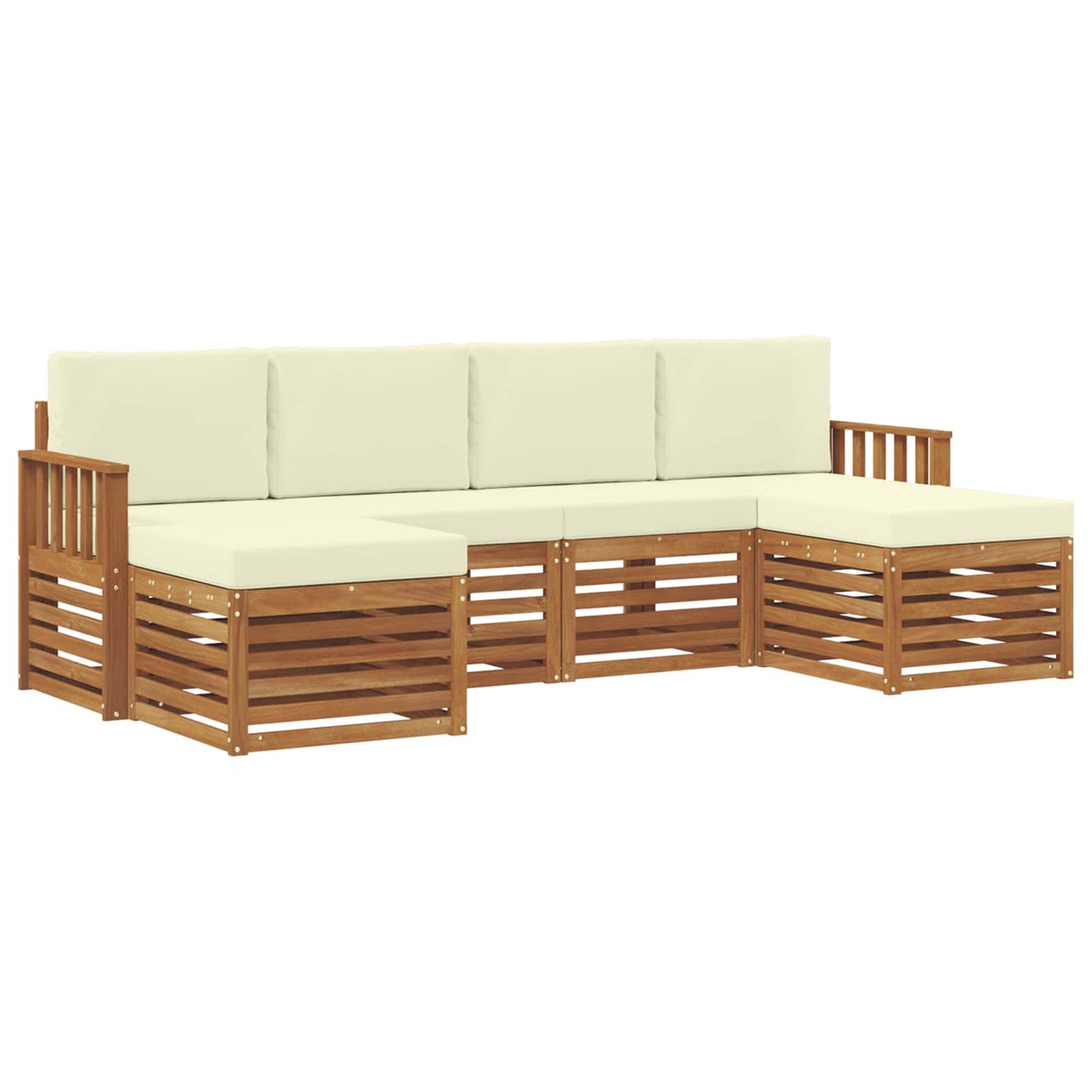 vidaXL Σετ Καναπέ 6 pcs Φυσικό και Κρέμα Στερεό Ξύλο Ακακίας