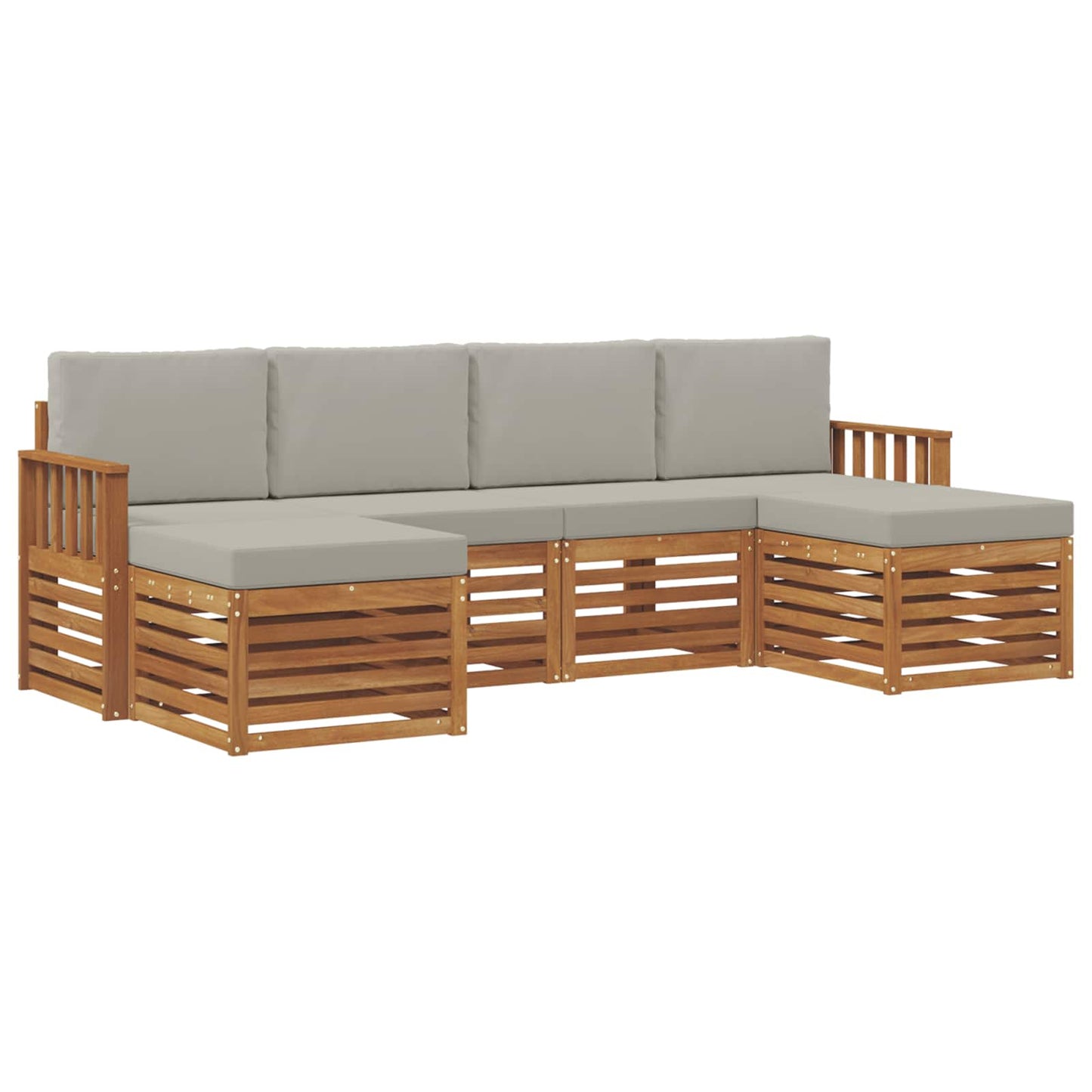 vidaXL Σετ Καναπέ 6 pcs Φυσικό και Ανοιχτό Γκρι Στερεό Ξύλο Ακακίας