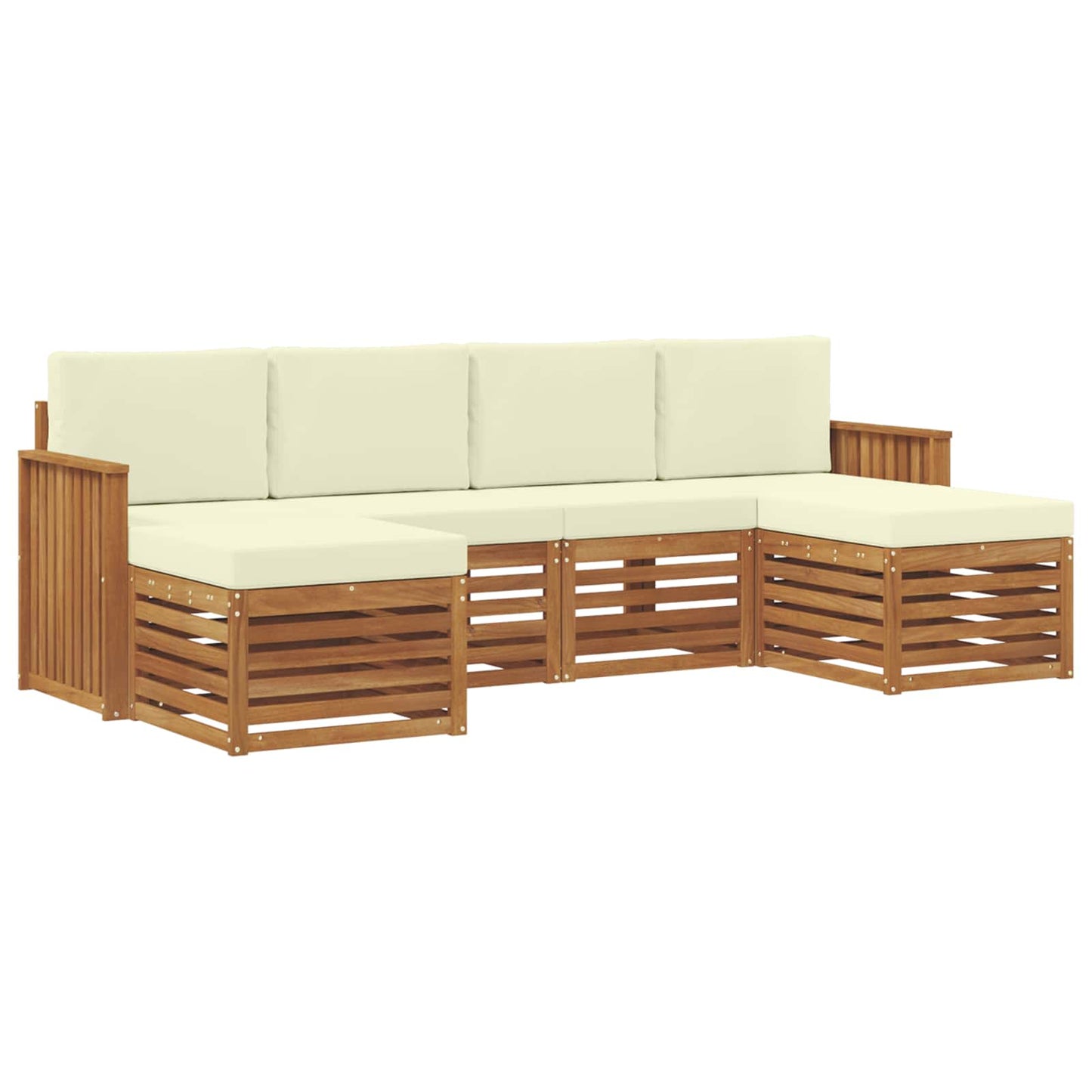 vidaXL Σετ Καναπέ 6 pcs Φυσικό και Κρέμα Στερεό Ξύλο Ακακίας