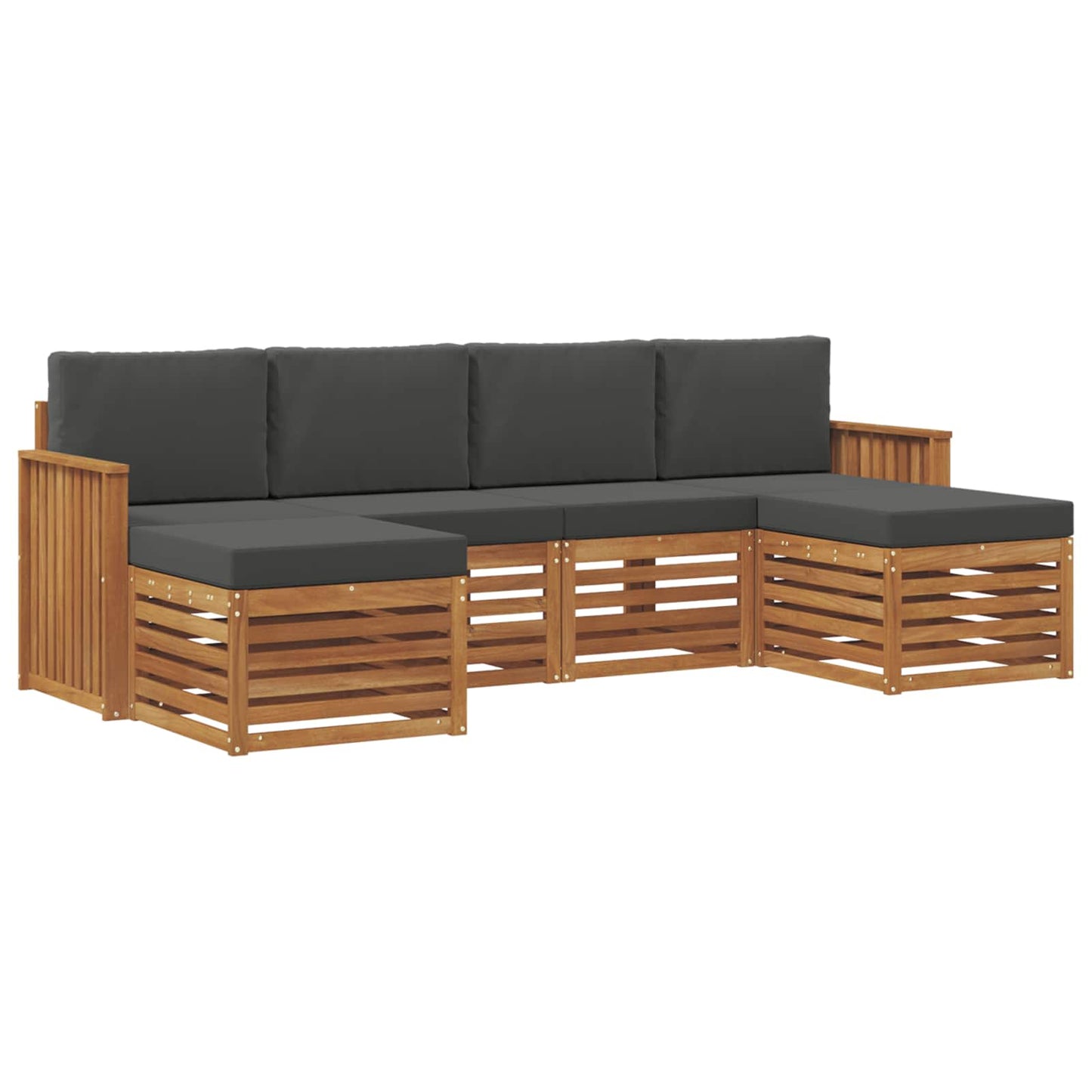 vidaXL Σετ Καναπέ 6 pcs Φυσικό και Ανθρακί Στερεό Ξύλο Ακακίας