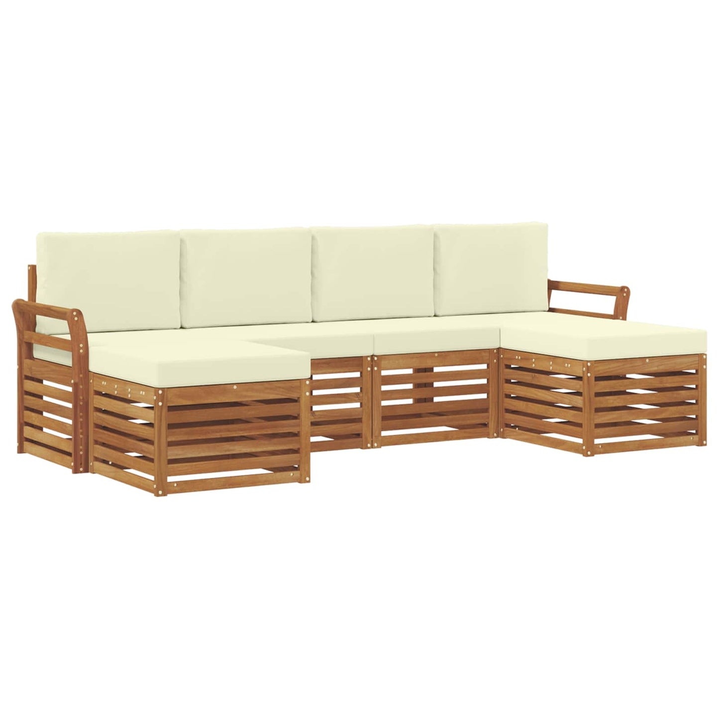 vidaXL Σετ Καναπέ 6 pcs Φυσικό και Κρέμα Στερεό Ξύλο Ακακίας