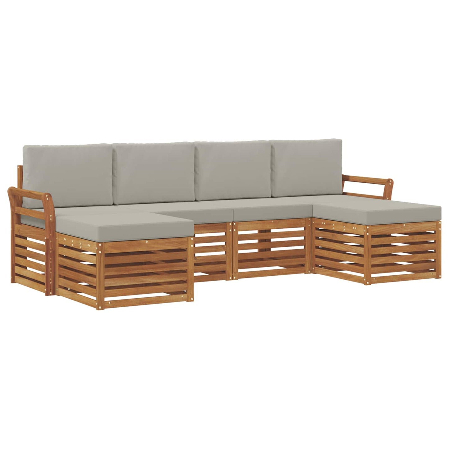 vidaXL Σετ Καναπέ 6 pcs Φυσικό και Ανοιχτό Γκρι Στερεό Ξύλο Ακακίας