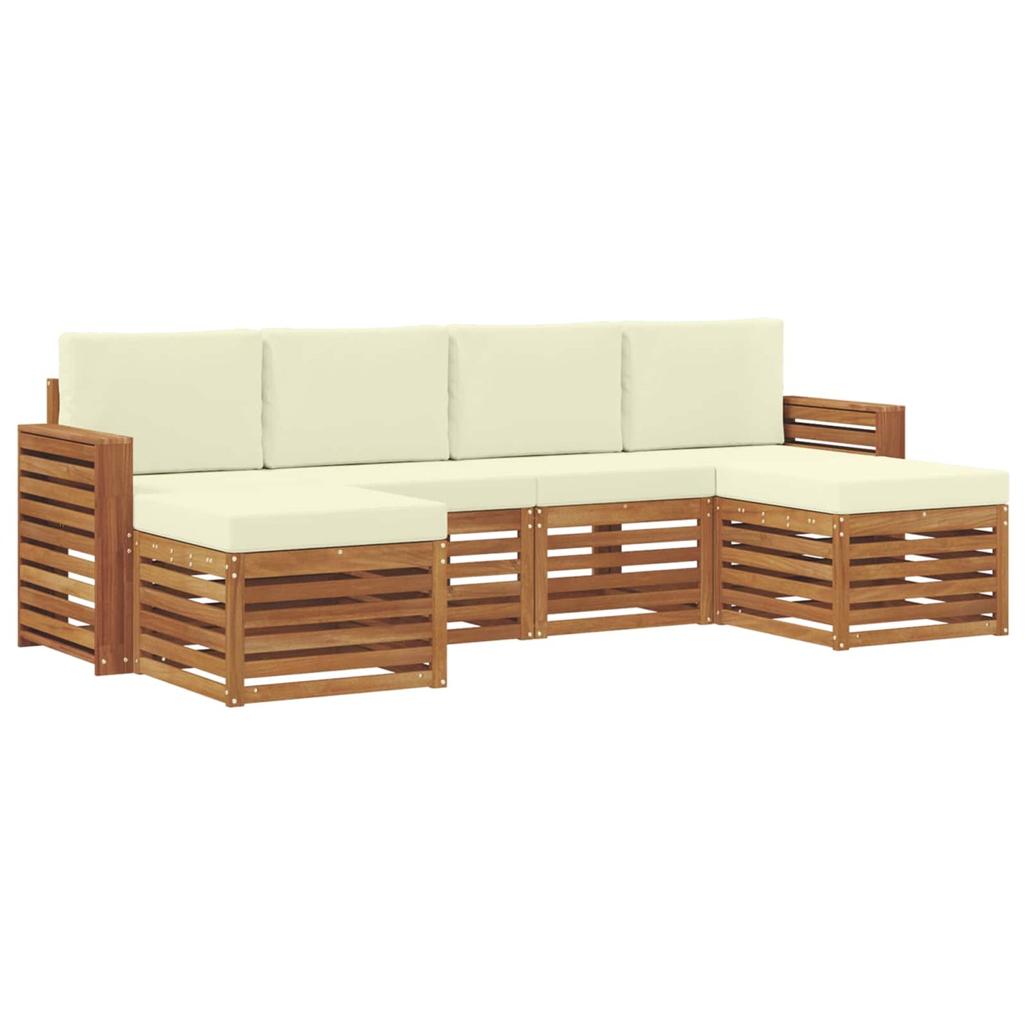 vidaXL Σετ Καναπέ 6 pcs Φυσικό και Κρέμα Στερεό Ξύλο Ακακίας